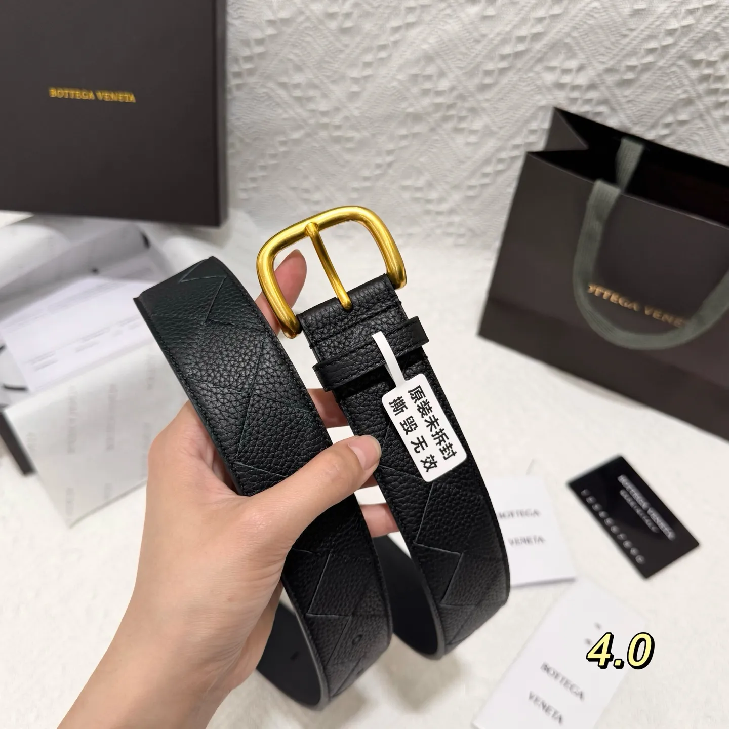💰560💰Full package💰 💍Purchasing-grade BOTTEGA VENETA 4.0cm counter new men's woven belt, pure hand-woven imported calfskin, low-key luxury and connotation, suitable for business or leisure
