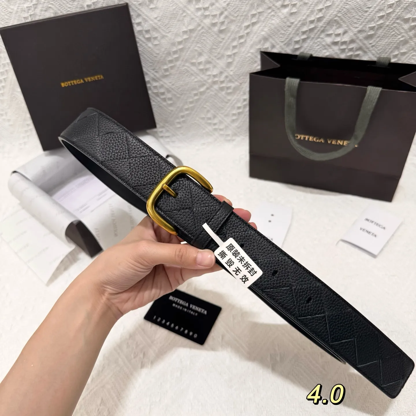 💰560💰Full package💰 💍Purchasing-grade BOTTEGA VENETA 4.0cm counter new men's woven belt, pure hand-woven imported calfskin, low-key luxury and connotation, suitable for business or leisure
