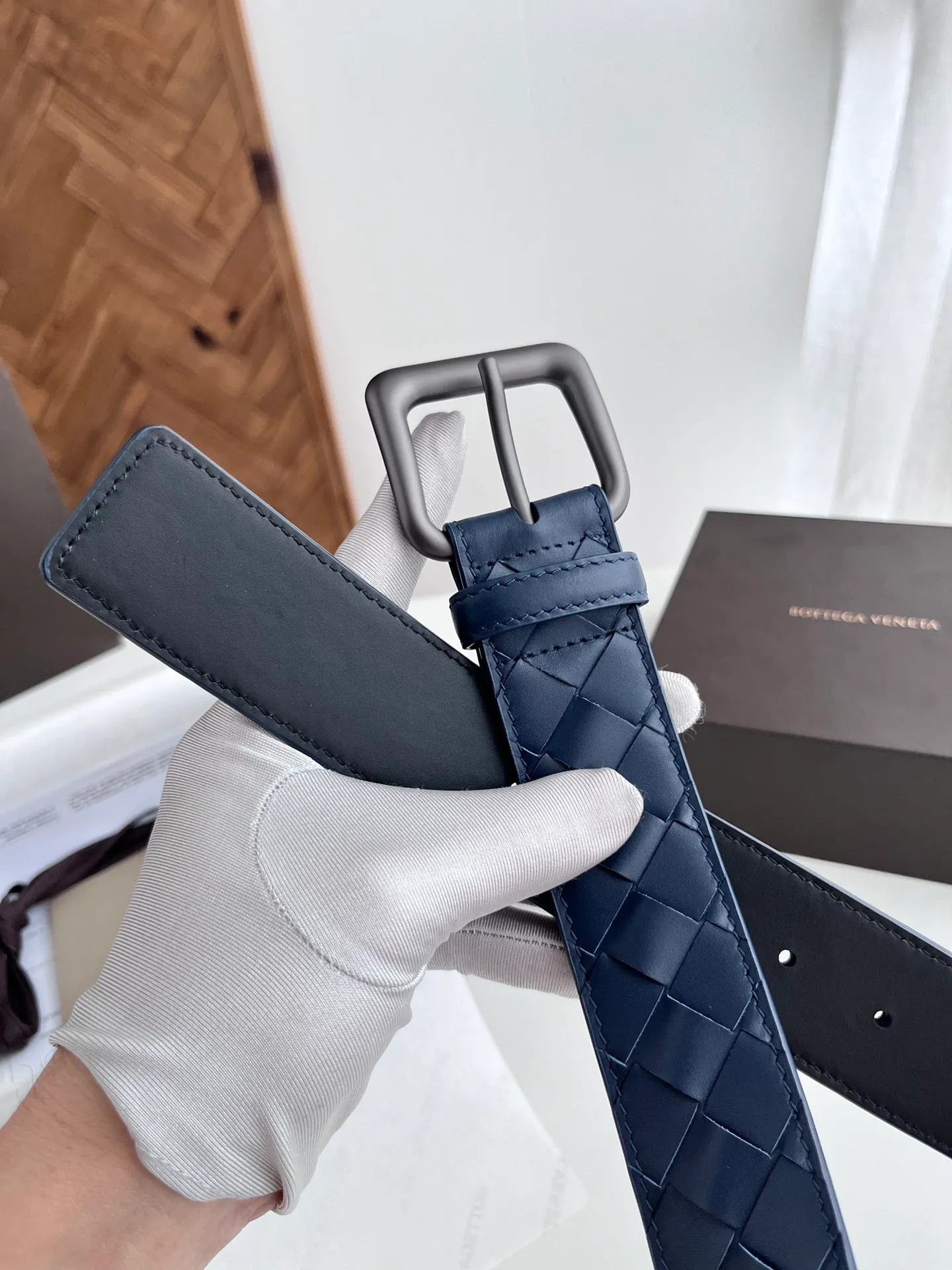 💰560💰Full package💰 💍Purchasing-grade BV 2024 wide version men’s belt⚡️Handmade large plaid intreccio woven Italian calfskin⚡️With vacuum gun-colored pin buckle⚡️Belt width 4.0cm