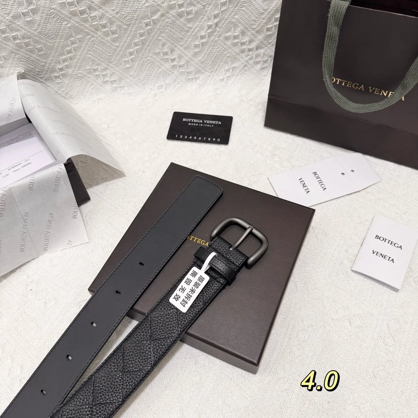 💰560💰Full package💰 💍Purchasing-grade BOTTEGA VENETA 4.0cm counter new men's woven belt, pure hand-woven imported calfskin, low-key luxury and connotation, suitable for business or leisure