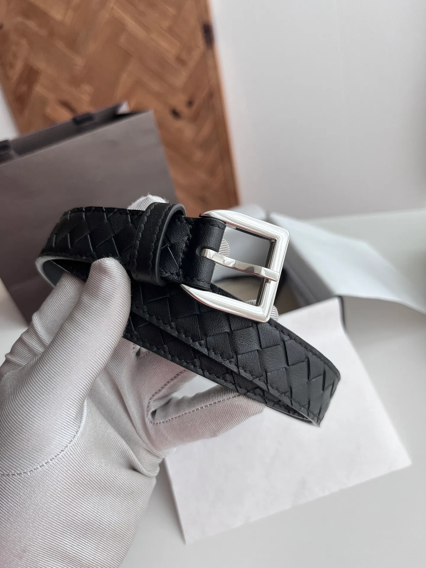 💰480💰Full package💰 💍Purchase level Bv⚡️🌹2025 new women's woven belt, pure handmade intreccio small plaid weaving, double-sided Italian calfskin with slightly retro gold pin buckle⚡️🌹Width 2.5cm Color: black