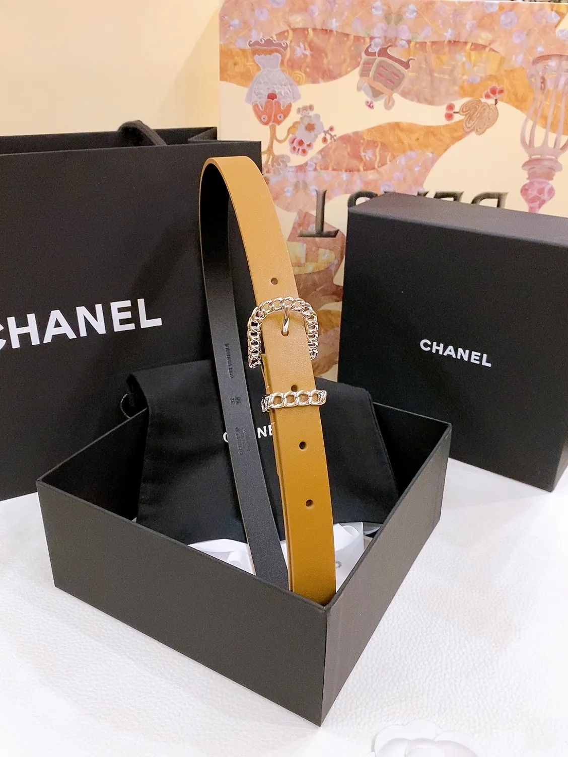 💰460💰Full package💰 💍Purchase grade Chanel chain pin buckle Imported calfskin belt Brass metal soft and delicate 2.0cm