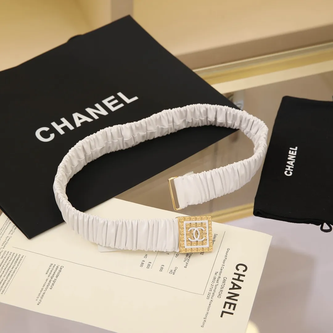 💰460💰Full package💰 💍Purchase level Chanel chanel⚡️🌹cc squares resin white and black logo small squares brass logo buckle calfskin silver metal and gold metal 3.0cm high-quality elastic versatile elegant elegant code number including buckle S=65cm total length (available 75, 80, 85) M=70cm L =75cm XL=80cm, one size can be used in 3 to 4 sizes!
