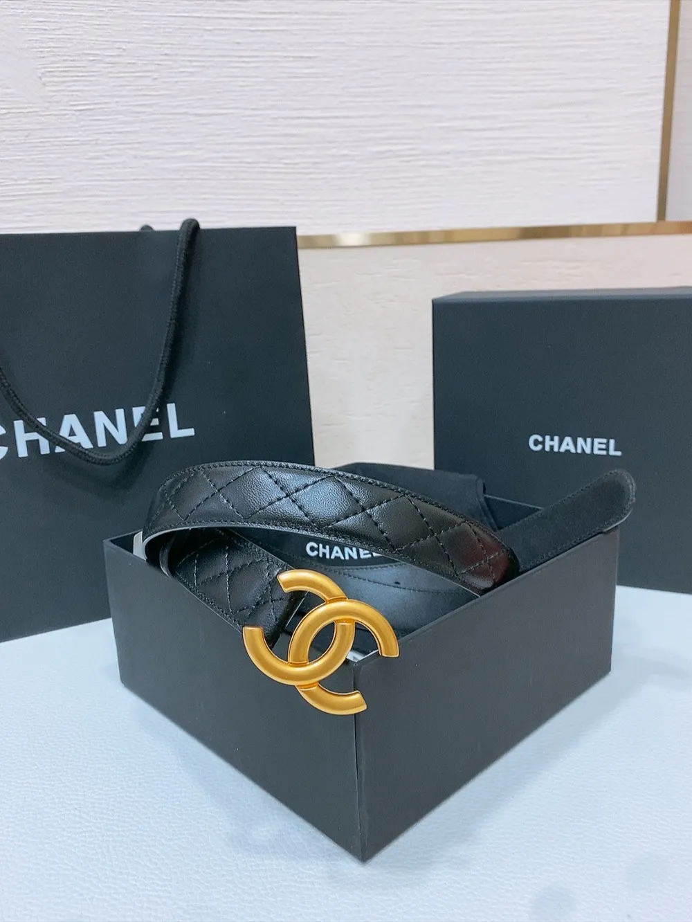💰480💰Full package💰 💍Purchase level Chanel classic double C belt belt with logo buckle and imported calf and sheepskin body, perfect texture, simply the finishing touch in spring, belt diameter 3.0cm