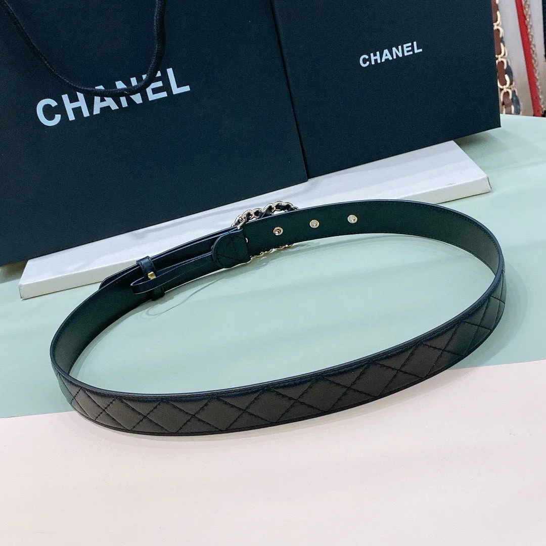 💰480💰Full package💰 💍Purchase level Chanel logo⚡️🌹Strip color cc buckle Brass gold metal 3.0cm boutique sheepskin belt feels soft and elegant