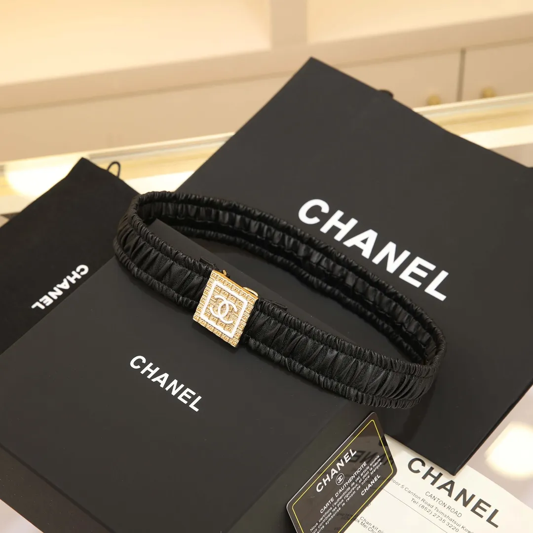 💰460💰Full package💰 💍Purchase level Chanel chanel⚡️🌹cc squares resin white and black logo small squares brass logo buckle calfskin silver metal and gold metal 3.0cm high-quality elastic versatile elegant elegant code number including buckle S=65cm total length (available 75, 80, 85) M=70cm L =75cm XL=80cm, one size can be used in 3 to 4 sizes!