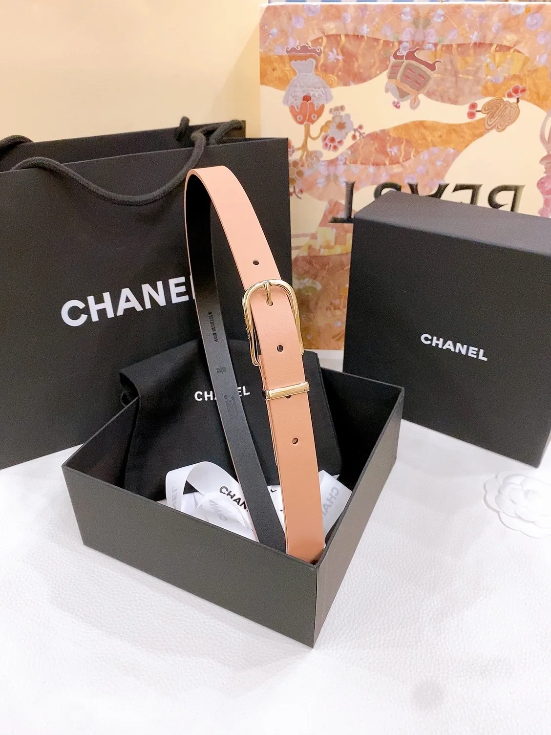 💰460💰Full package💰 💍Purchase grade Chanel chain pin buckle Imported calfskin belt Brass metal soft and delicate 2.0cm