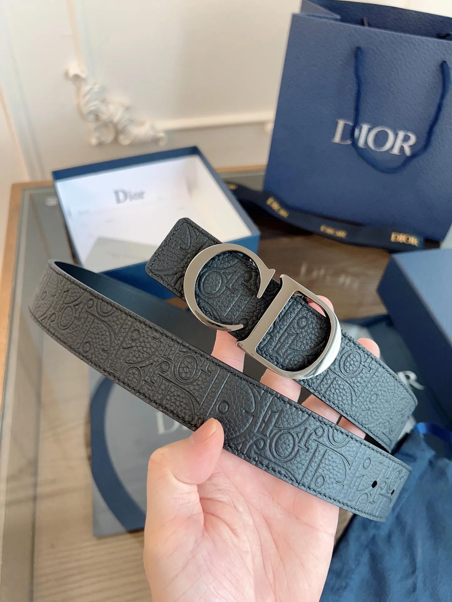 💰480💰Full package💰 💍Purchase-grade "DIOR" Dior/enhanced version🇫🇷French original leather, black/embossed full leather. The quality is beyond doubt. There is no better, only the best. Size 3.5 cm
