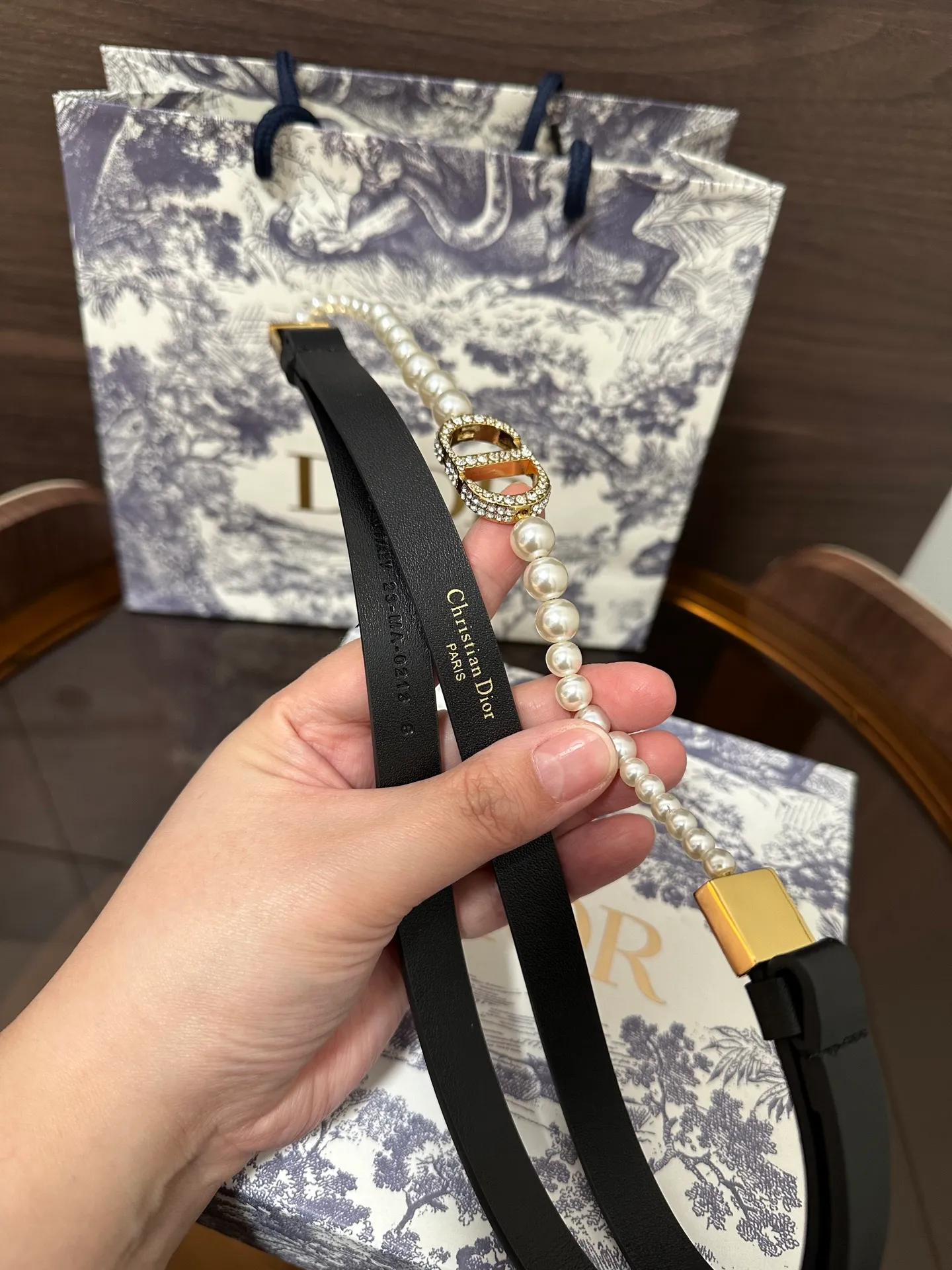💍Purchase level Dior⚡️Di0r 🆕 30 Montaigne Pearls belt⚡️ ⚡️15 mm black smooth cow leather, white resin beads and imitation crystal decoration⚡️
