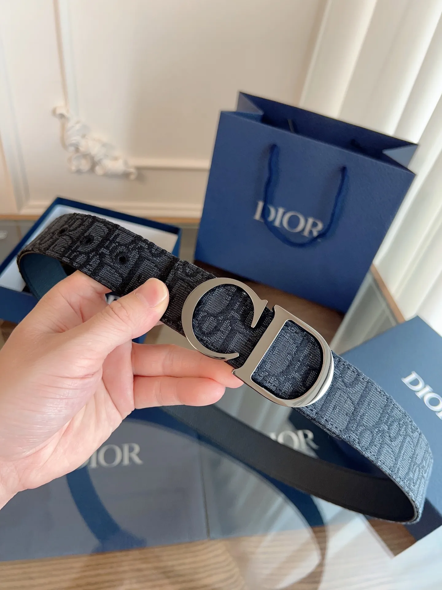💰480💰Full package💰 💍Purchase-grade "DIOR" Dior/enhanced version🇫🇷French original leather, Oblique black cloth/black cowhide. The quality is beyond doubt. There is no better, only the best. Size 3.5 cm