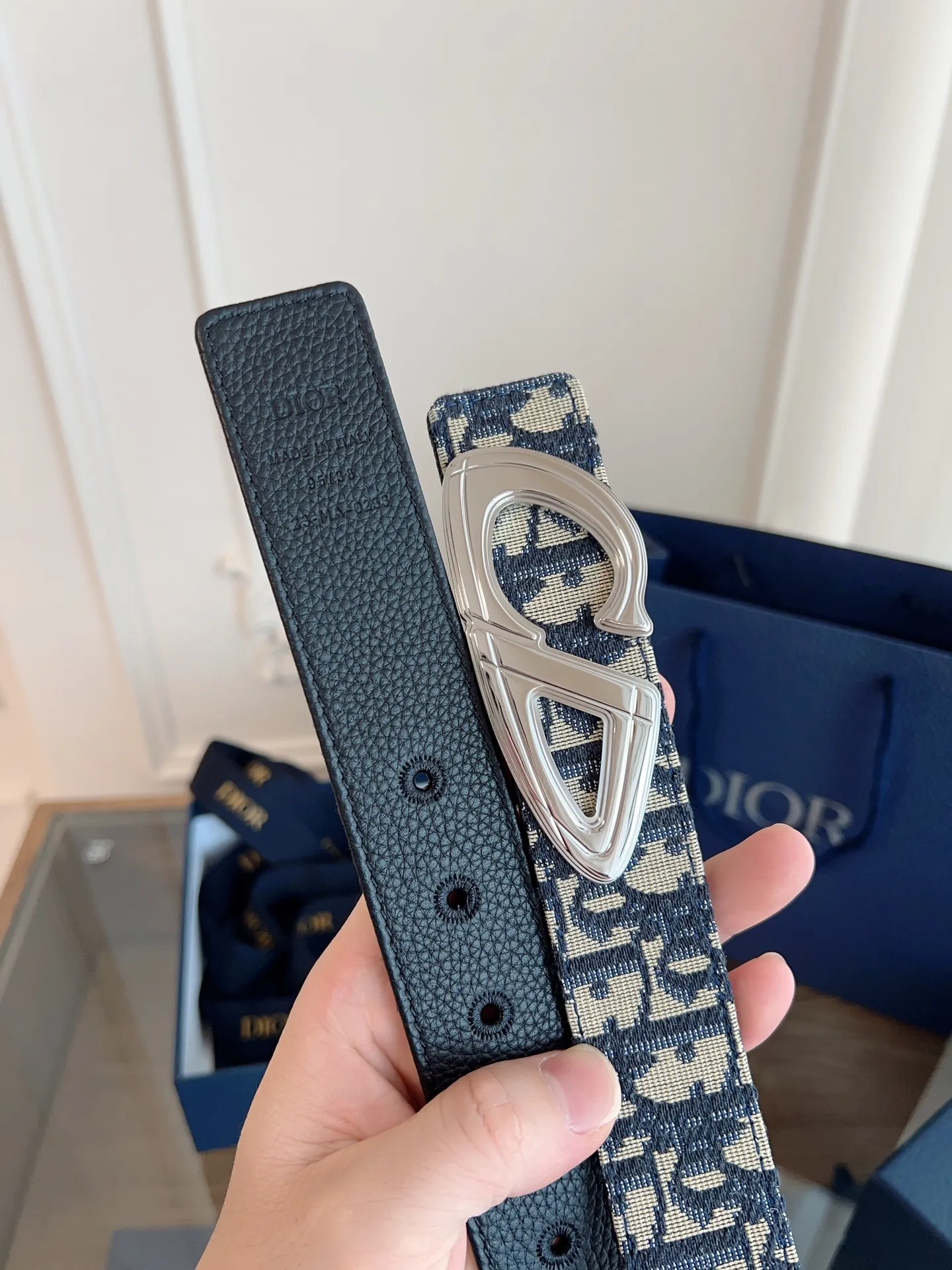 💰480💰Full package💰 💍Purchase-grade "DIOR" Dior/enhanced version🇫🇷French original leather, Oblique blue cloth/black cowhide. The quality is beyond doubt. There is no better, only the best. Size 3.5 cm