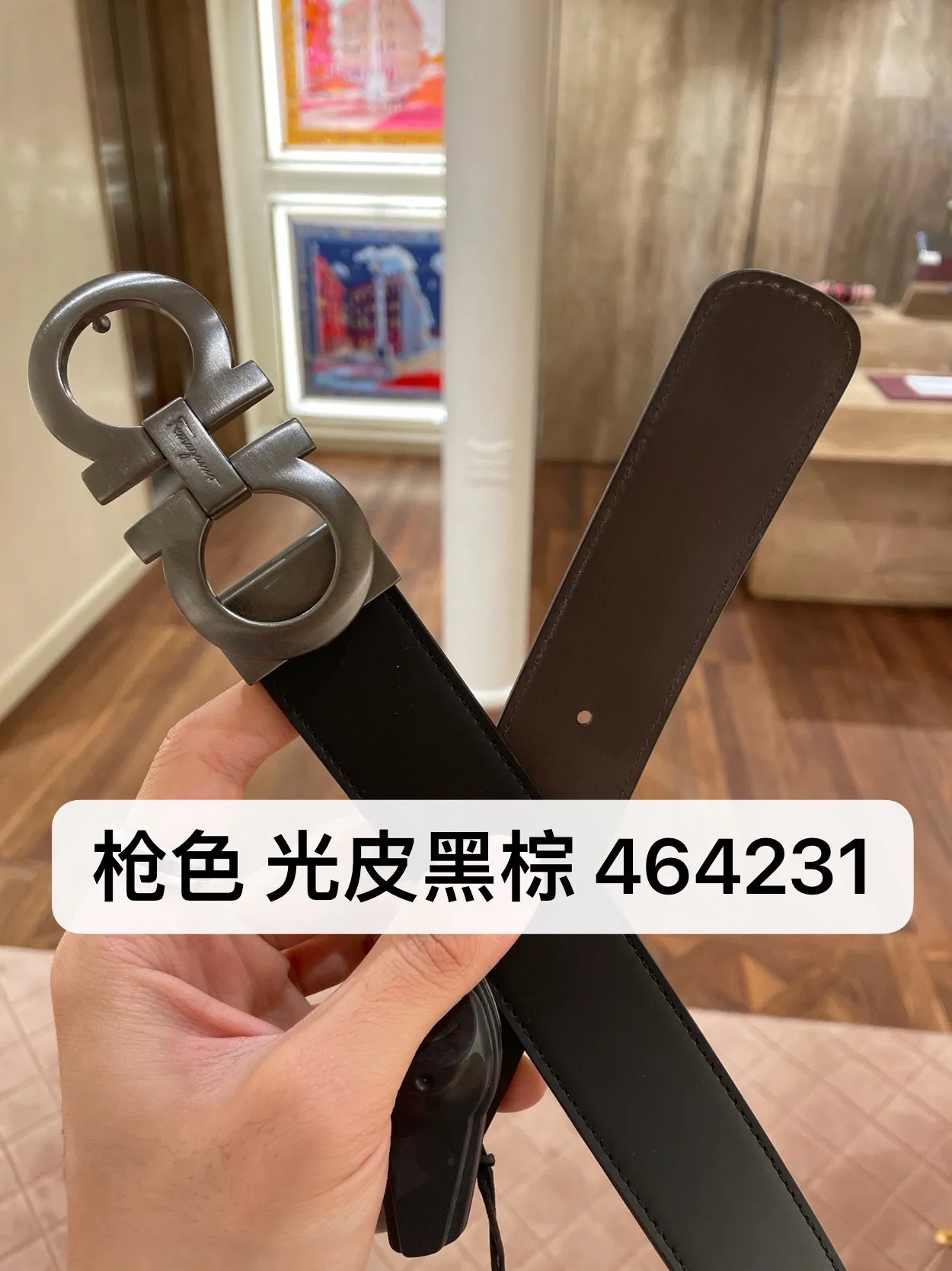 💰760💰 Guoxian Ferragamo men's belt, gun color black brown, double-sided, can be cut freely, the size is more suitable, accessories 🈶box, dust bag, handbag