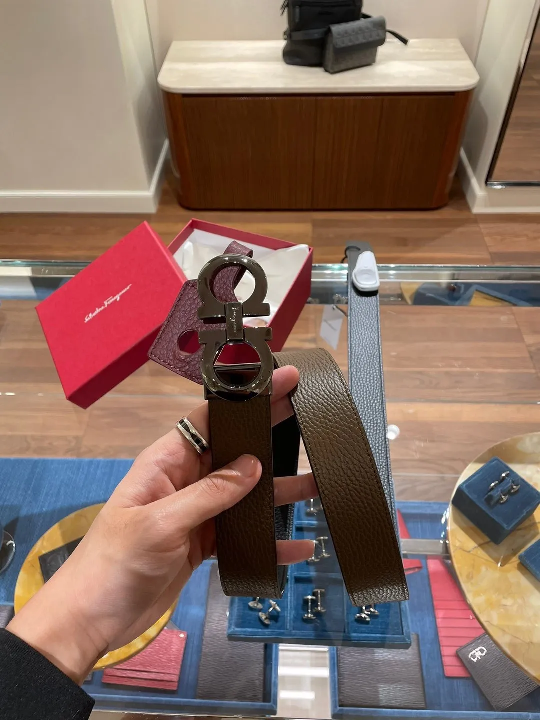 💰760💰 Guoxian Ferragamo men's belt, gun color black brown, double-sided, can be cut freely, the size is more suitable, accessories 🈶box, dust bag, handbag