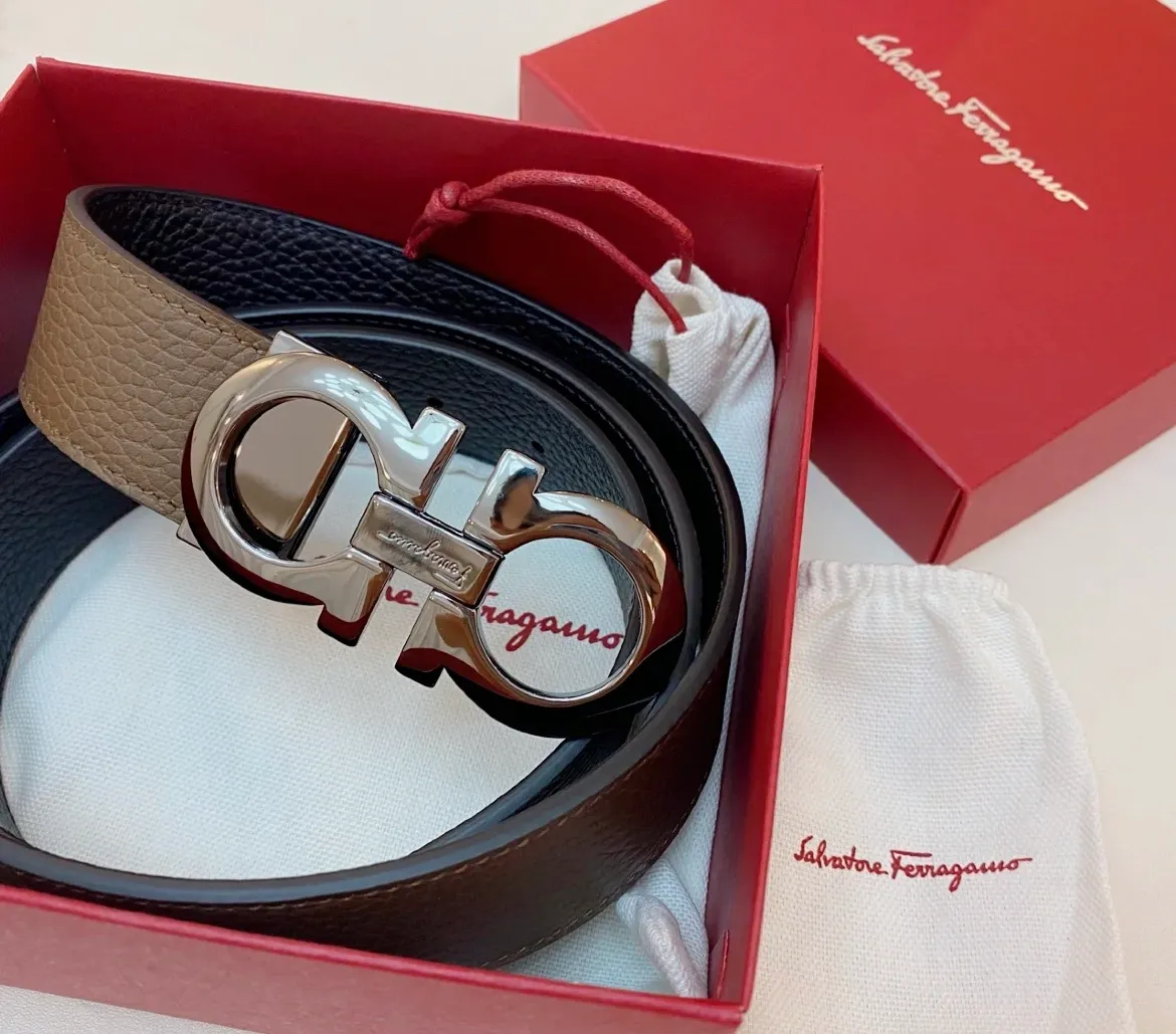 💰760💰 Guoxian Ferragamo men's belt, gun color black brown, double-sided, can be cut freely, the size is more suitable, accessories 🈶box, dust bag, handbag