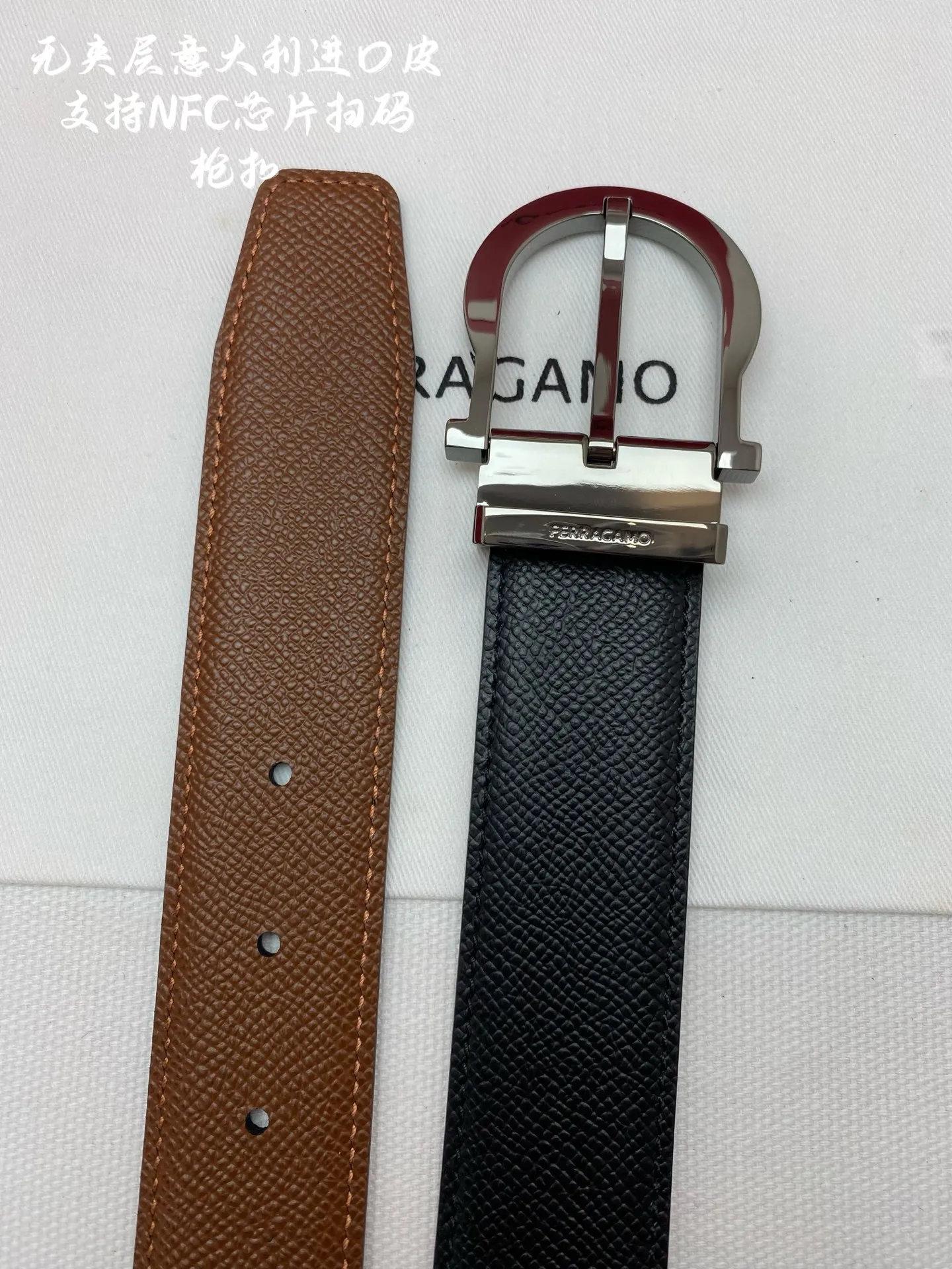 💰480💰Full package💰 💍Purchasing-grade Ferragamo⚡️🌹NFC chip scan model Genuine size 3.5cm Italian imported first-layer cowhide
