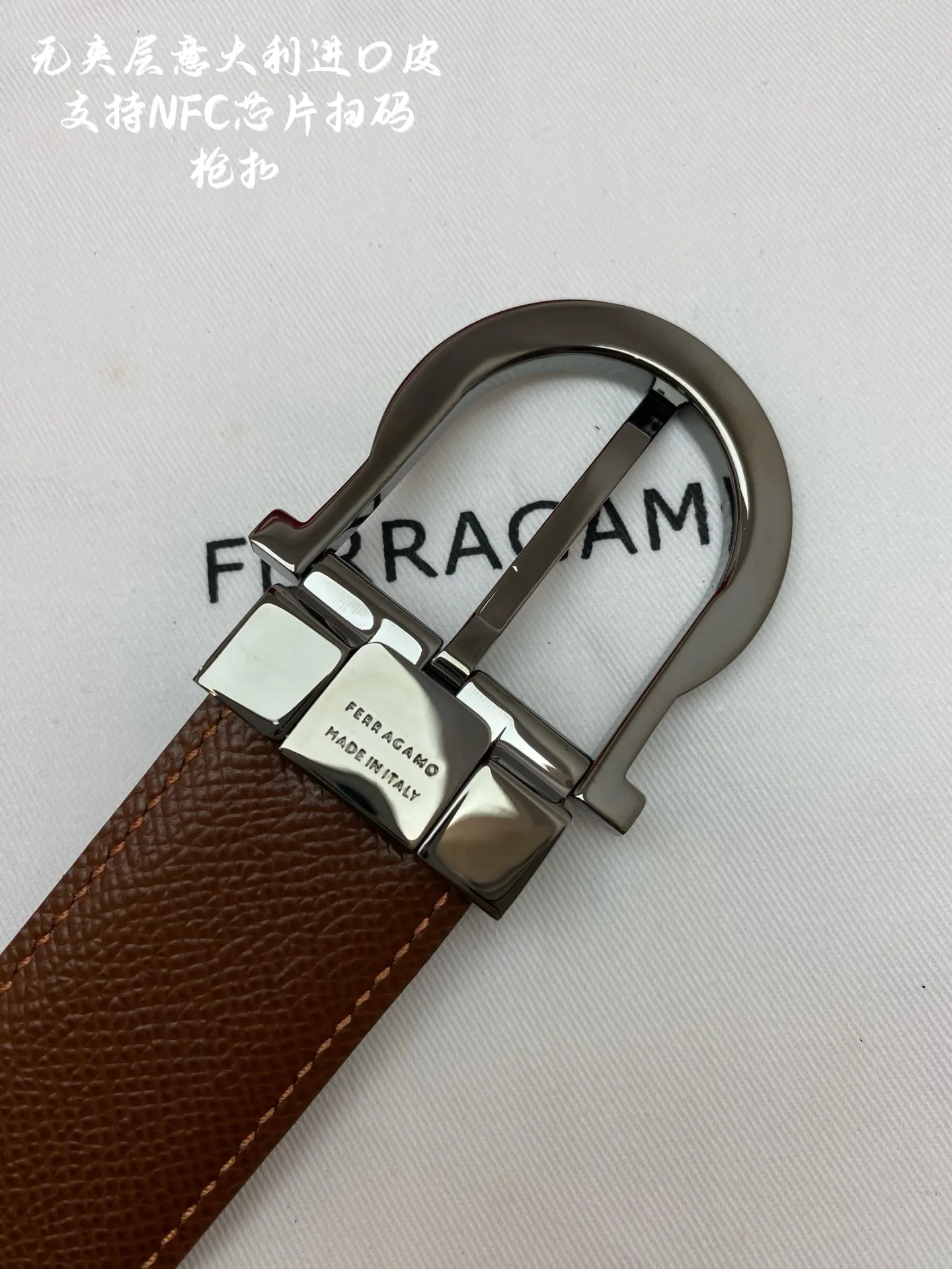 💰480💰Full package💰 💍Purchasing-grade Ferragamo⚡️🌹NFC chip scan model Genuine size 3.5cm Italian imported first-layer cowhide