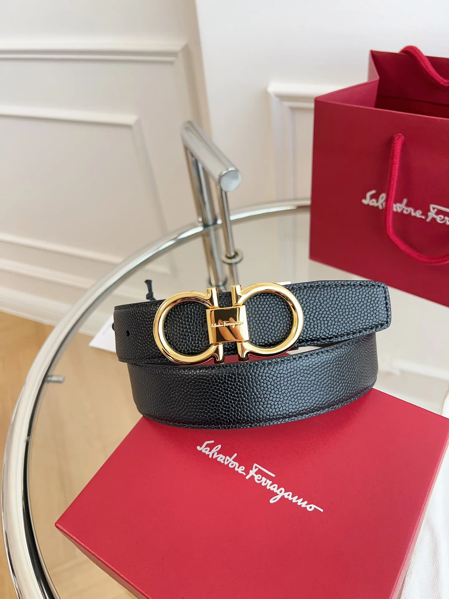 💰440💰Full package💰 💍Purchasing-grade Ferragamo 3.5cm original leather. Precision brass hardware, genuine factory IP plating! Original match