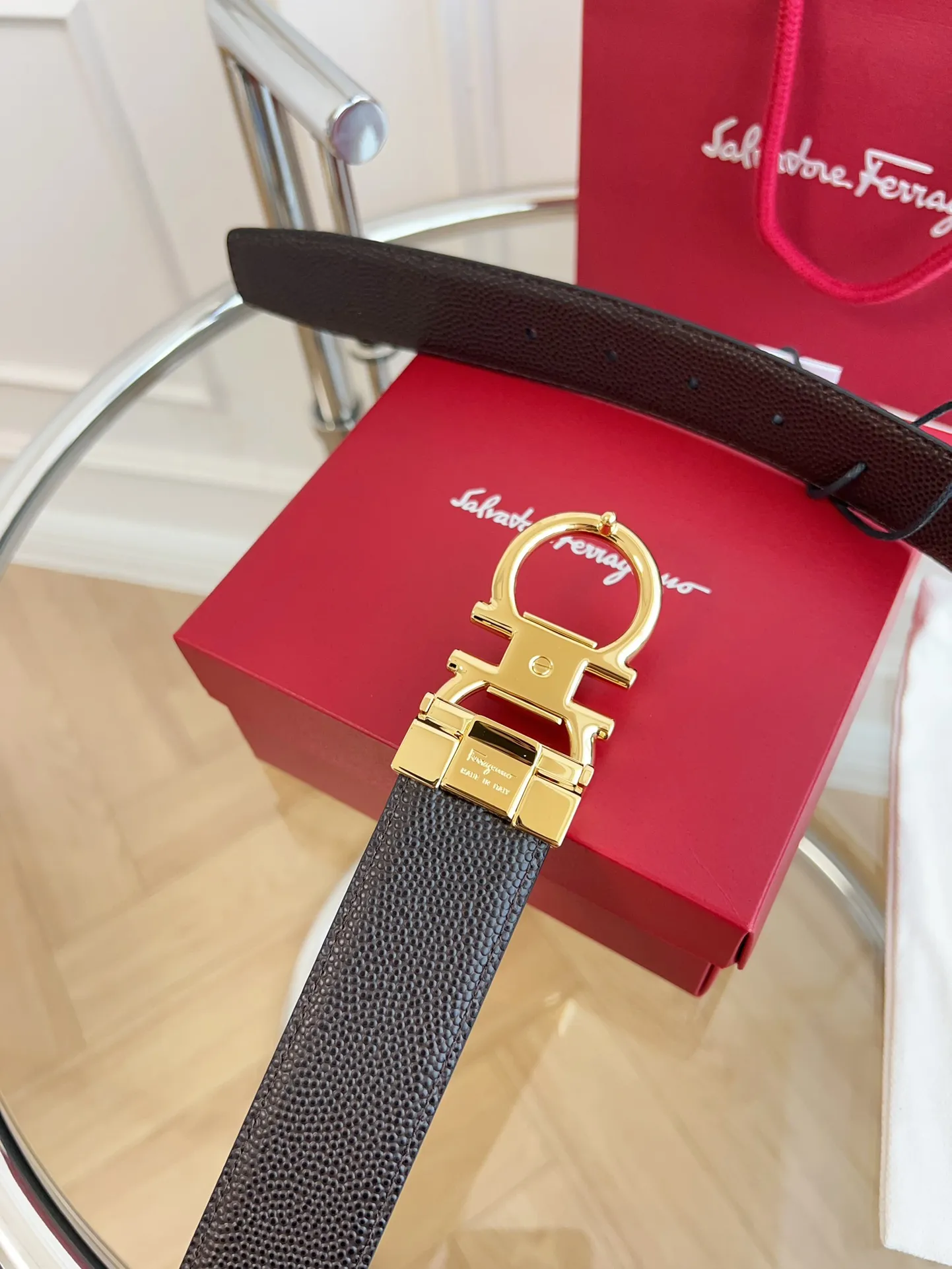 💰440💰Full package💰 💍Purchasing-grade Ferragamo 3.5cm original leather. Precision brass hardware, genuine factory IP plating! Original match
