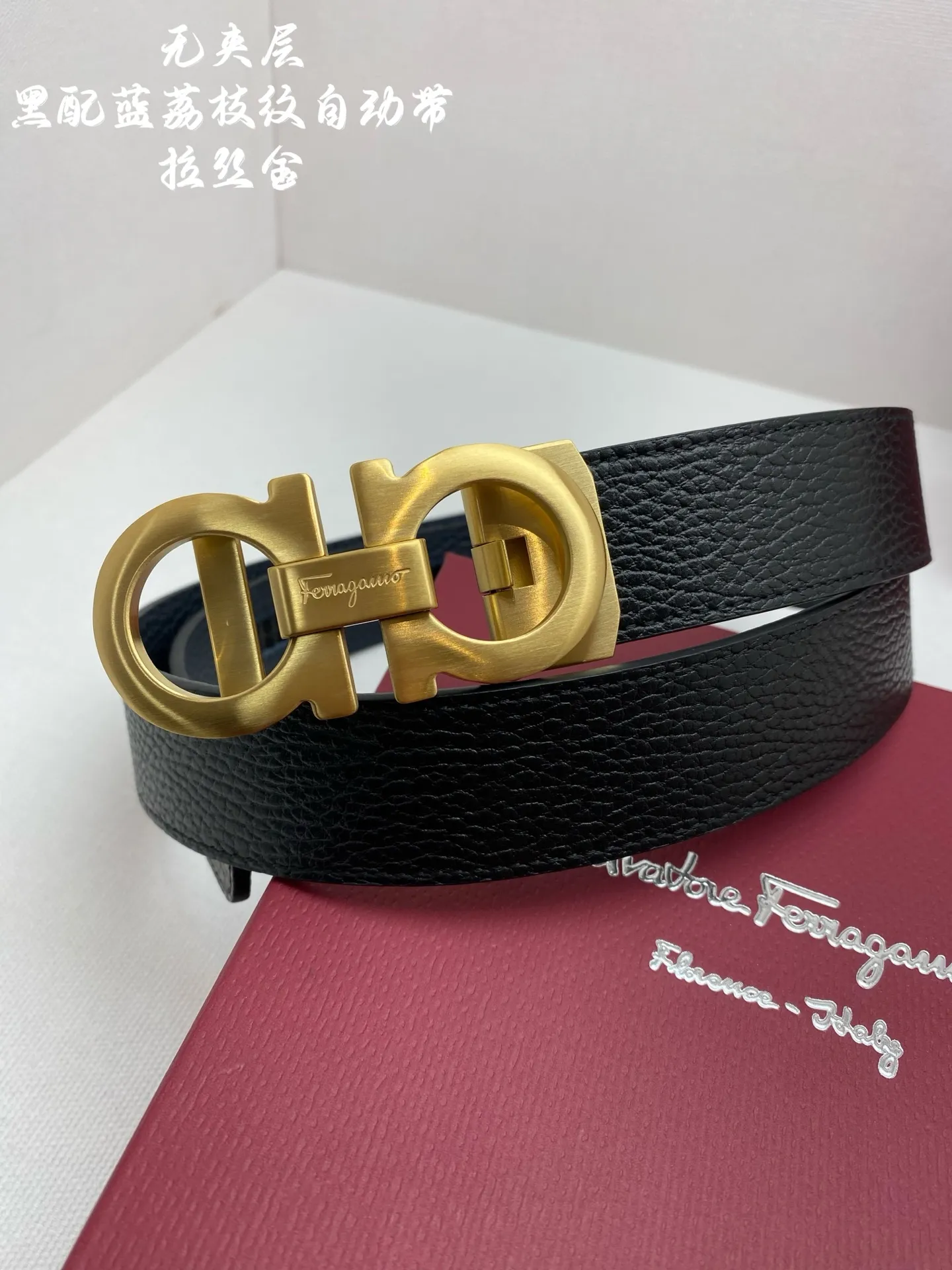 💰520💰Full package💰 💍Purchasing-grade Ferragamo men's automatic belt - imported unlaminated first-layer cowhide, width 34MM, 316 fine steel buckle, exquisitely crafted, soft to the touch, can be cut