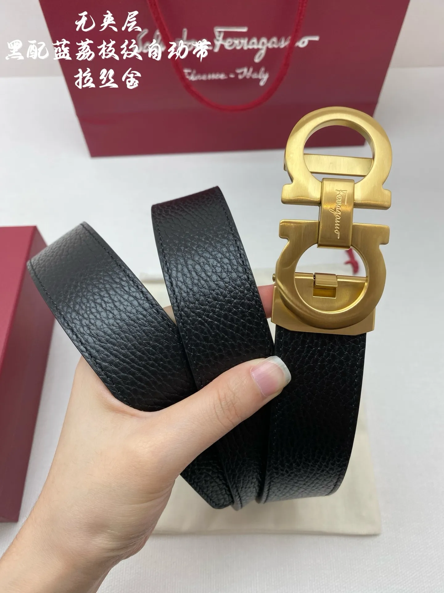 💰520💰Full package💰 💍Purchasing-grade Ferragamo men's automatic belt - imported unlaminated first-layer cowhide, width 34MM, 316 fine steel buckle, exquisitely crafted, soft to the touch, can be cut