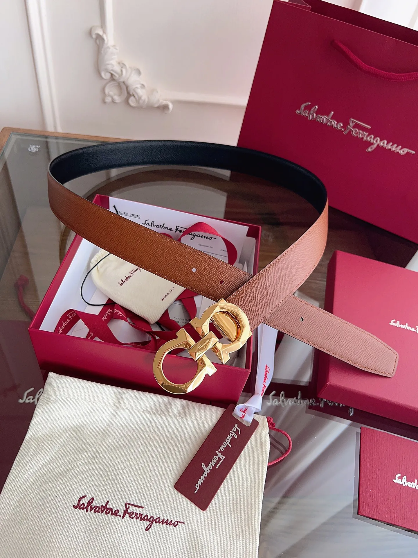 💰440💰Full package💰 💍Purchase-grade Ferragamo⚡️🌹3.5cm original leather. Upgraded precision brass hardware, genuine factory IP plating! Original match,