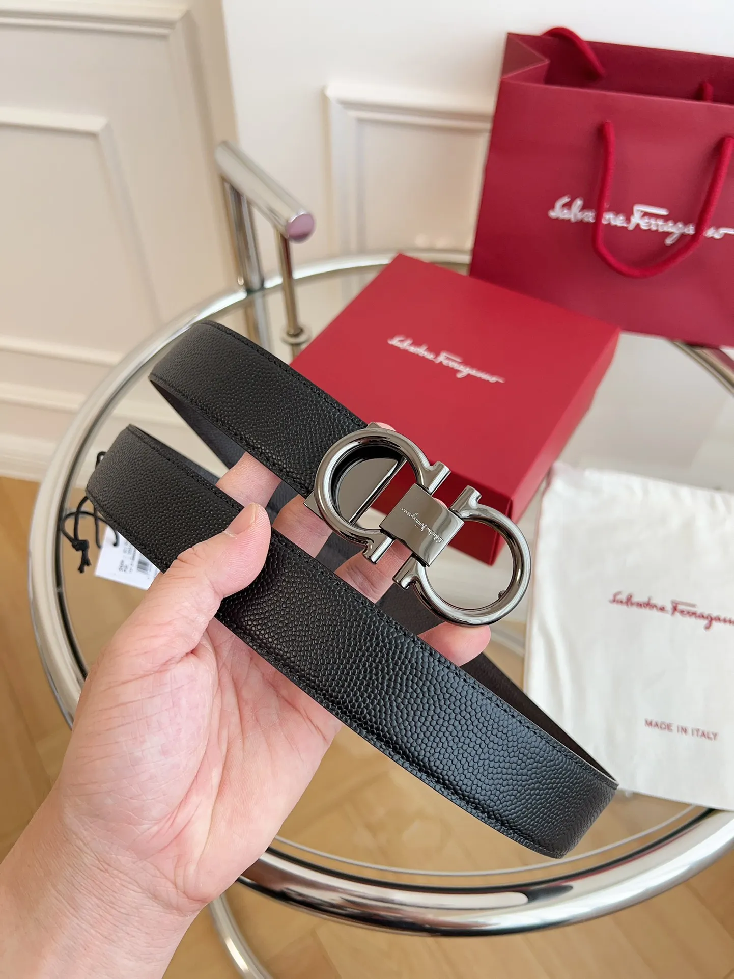 💰440💰Full package💰 💍Purchasing-grade Ferragamo 3.5cm original leather. Precision brass hardware, genuine factory IP plating! Original match