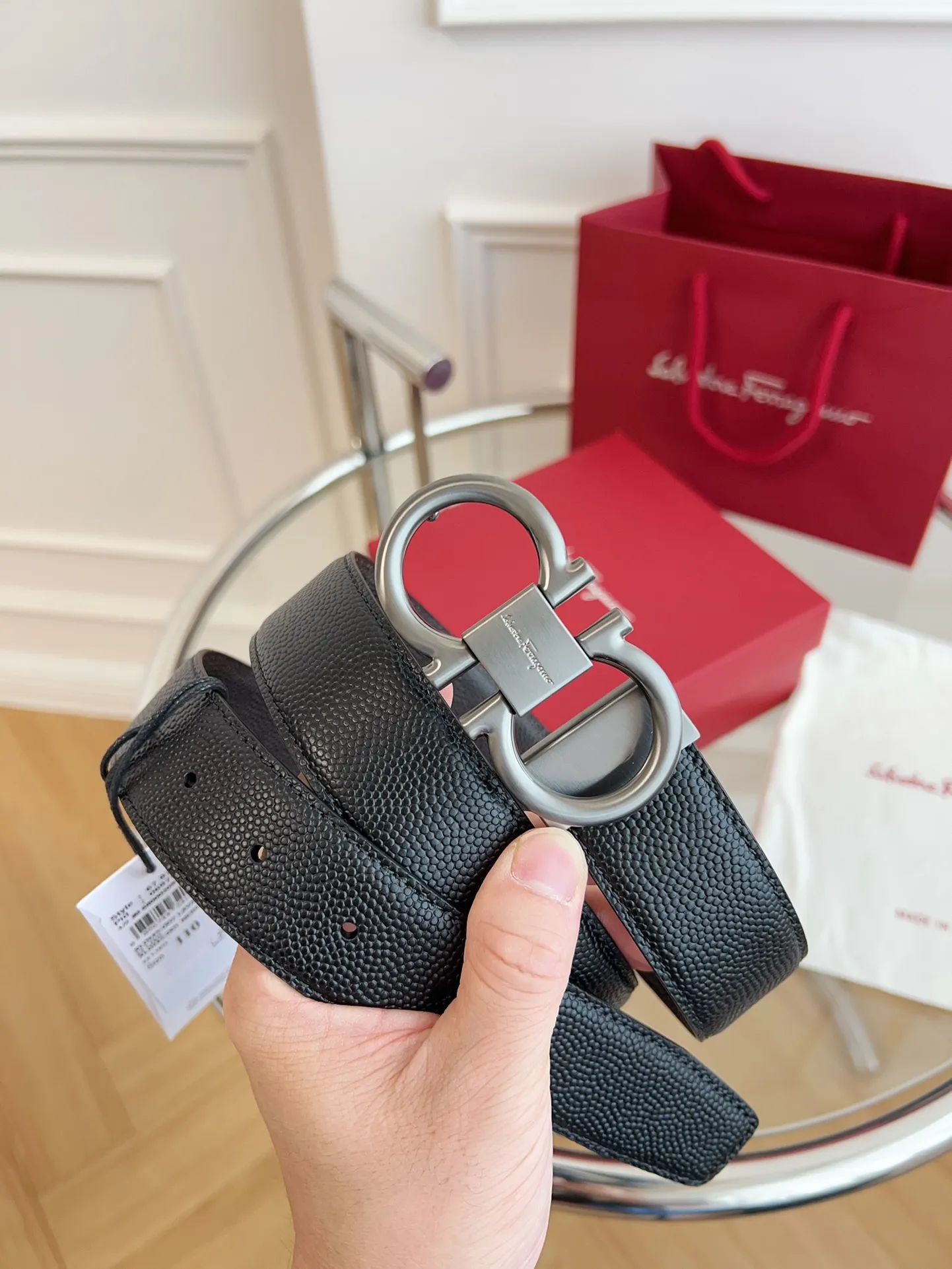 💰440💰Full package💰 💍Purchasing-grade Ferragamo 3.5cm original leather. Precision brass hardware, genuine factory IP plating! Original match