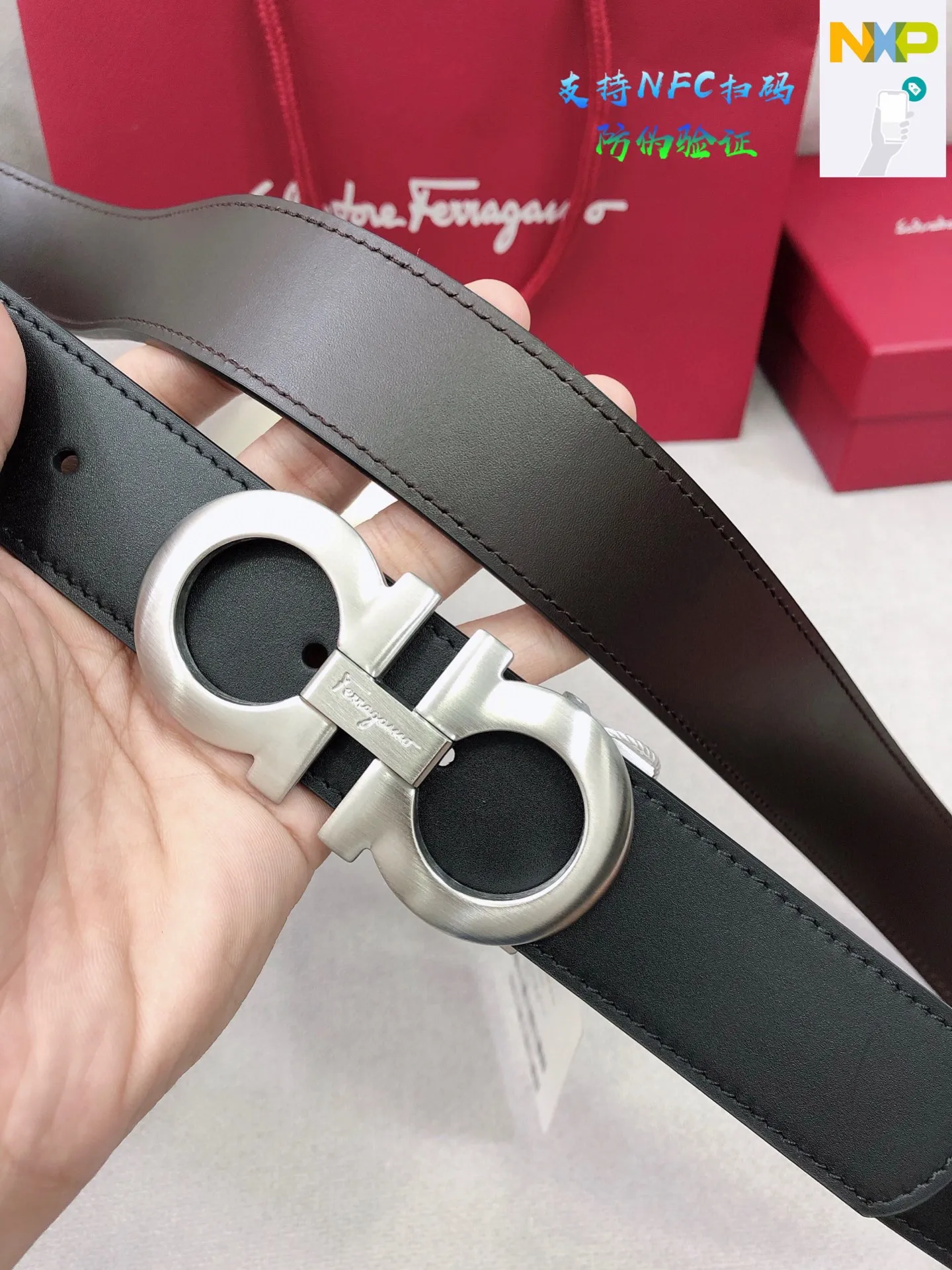💰440💰Full set of packaging💰 💍Purchase level Ferragamo official website is updated simultaneously, special channel genuine factory OEM, supports NFC scan code verification. Business fashion and versatile, width 3.5cm