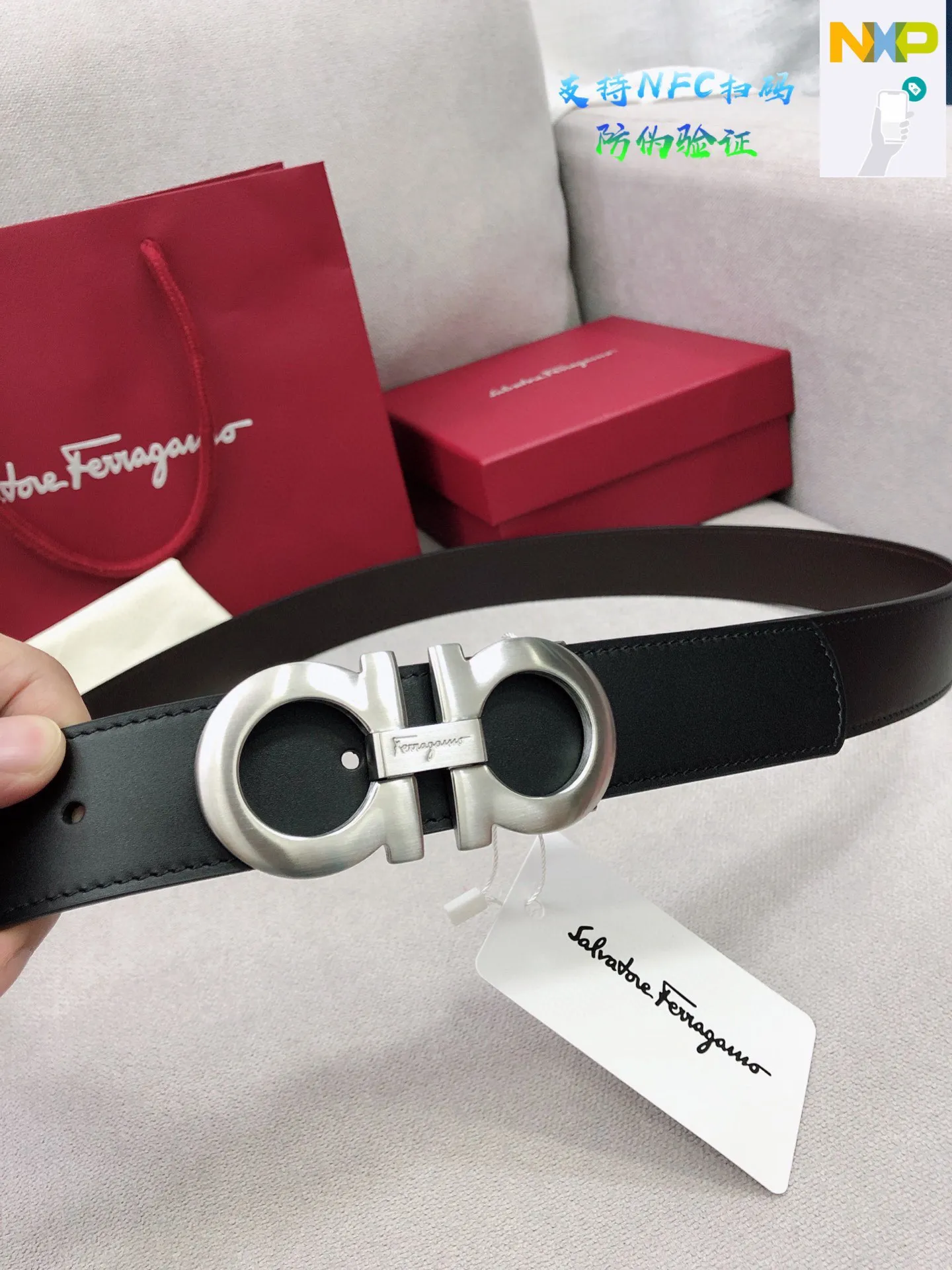 💰440💰Full set of packaging💰 💍Purchase level Ferragamo official website is updated simultaneously, special channel genuine factory OEM, supports NFC scan code verification. Business fashion and versatile, width 3.5cm