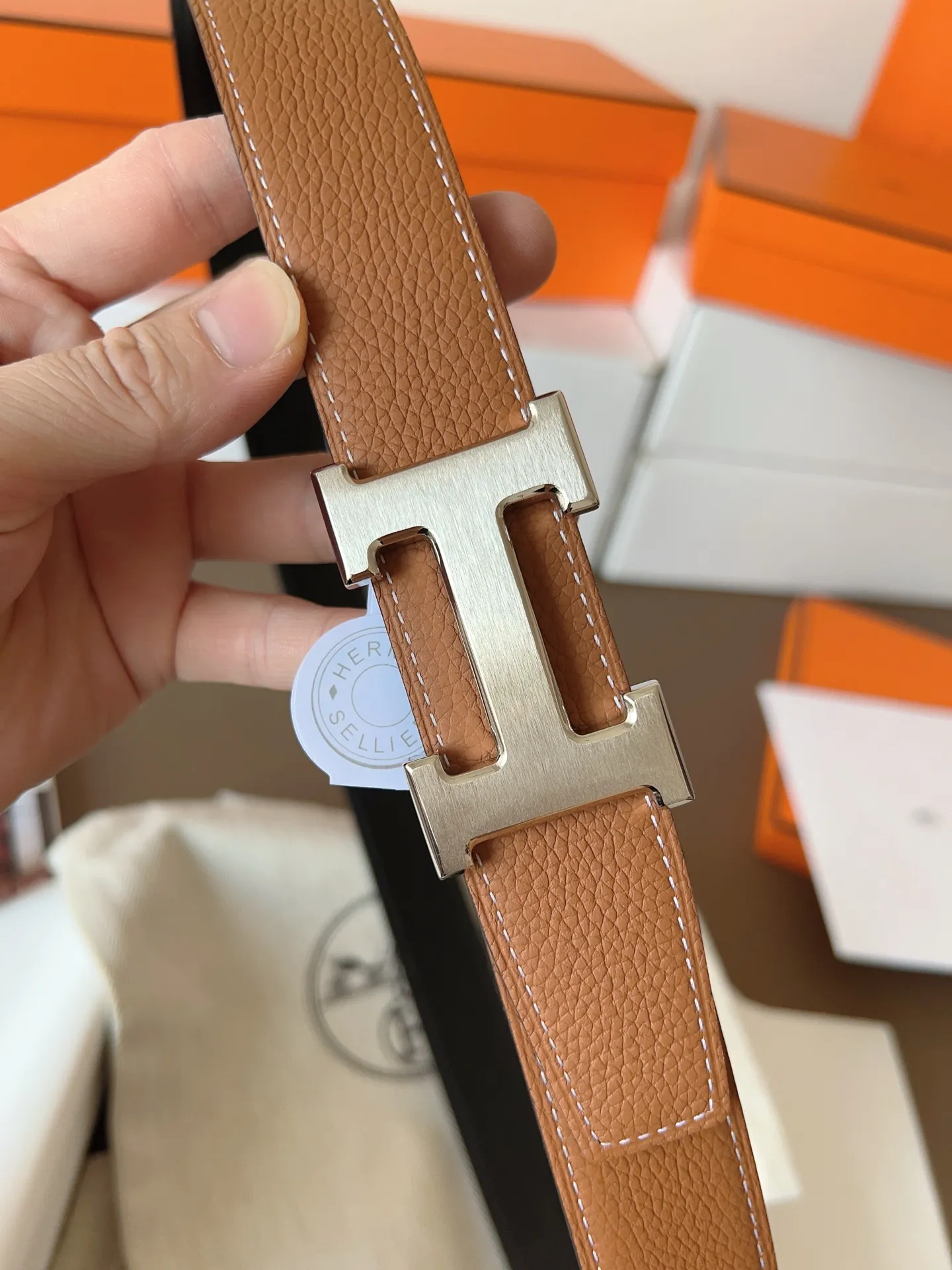 💰480💰Full set of packaging💰💍Purchase level Hermes "HERMES" new craftsmanship, original wiring 3.2cm, colors are black, earthy yellow, tin gray, coffee color, Prussian basket double-sided belt🇫🇷French original togo leather/A-grade steel buckle The quality is beyond doubt, there is no better, only the best,