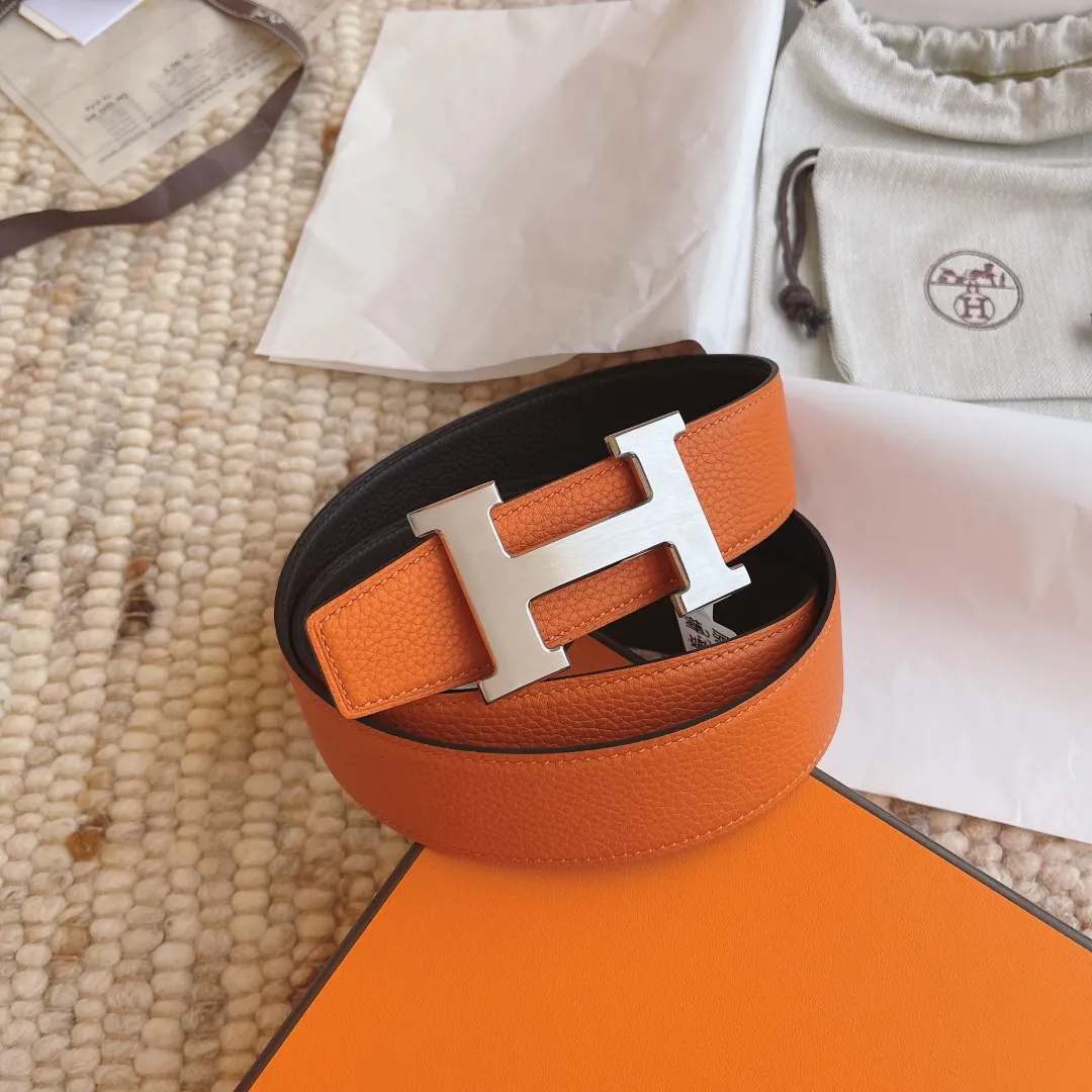 💰480💰Full package💰 💍Purchase level Hermes 3.8cm double-sided men's belt, custom-made stainless steel hardware electroplating, two-color double-sided cowhide, clearly visible leather texture, excellent hand feel, no pressure when entering and exiting the counter