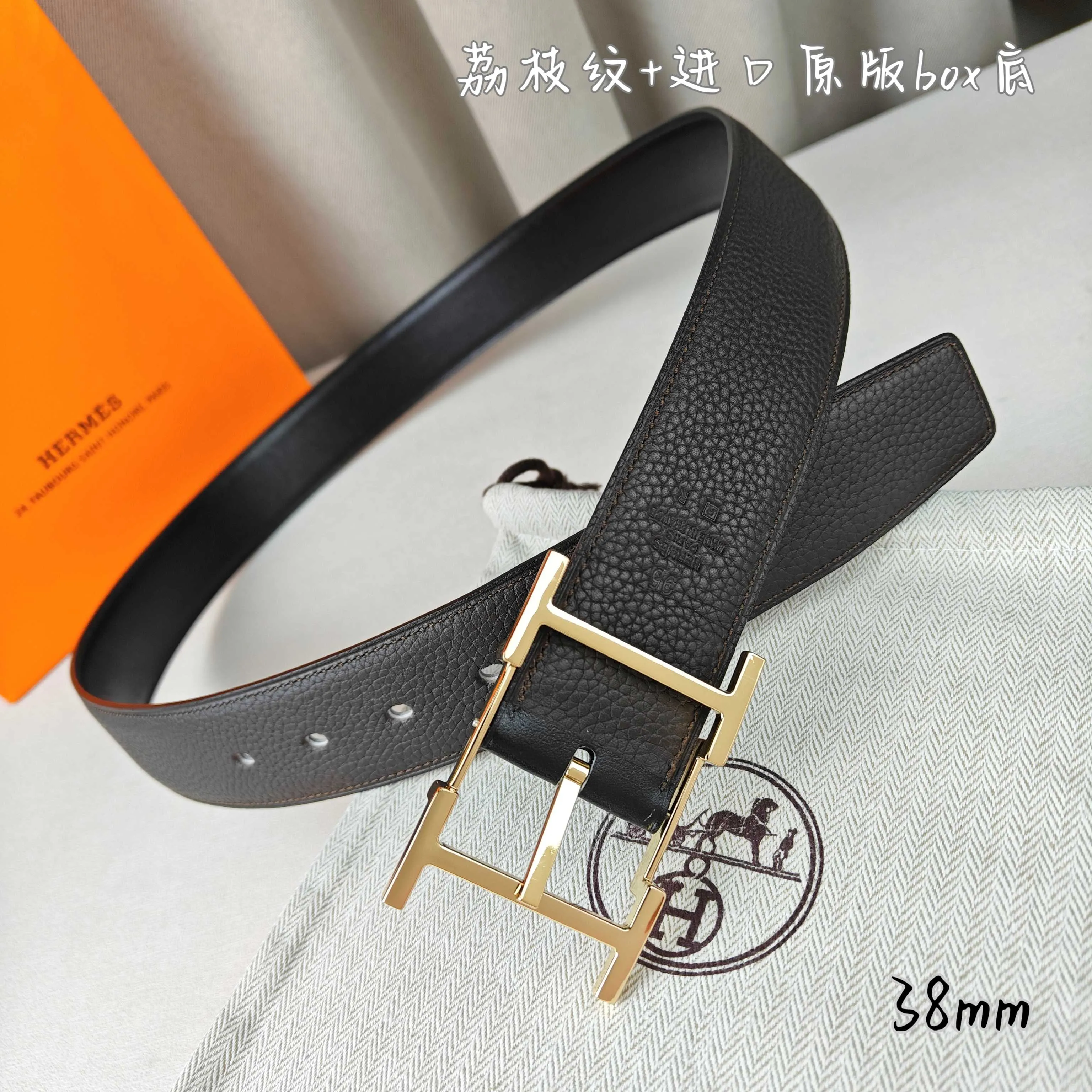 💰520💰Full package💰 💍Purchasing-grade Hermès pin buckle, imported first-layer cowhide, pebbled pattern with imported white heart bottom, 3.8cm wide, with official website boutique pin buckle