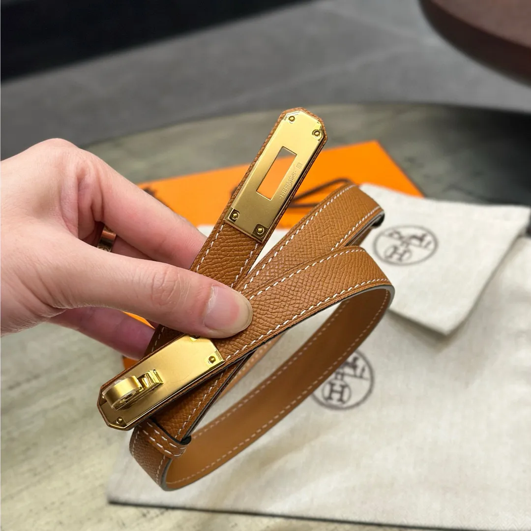 💰498💰Full package💰 💍Purchase level Hermes HERMES Kelly 18mm belt, stainless steel hardware, epsom original leather