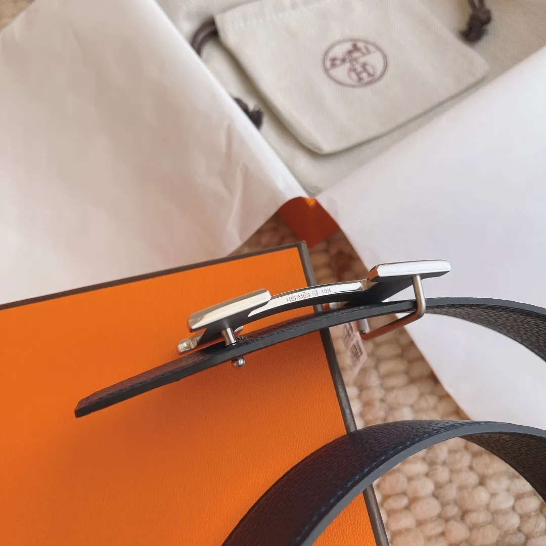 💰480💰Full package💰 💍Purchase level Hermes 3.8cm double-sided men's belt, custom-made stainless steel hardware electroplating, two-color double-sided cowhide, clearly visible leather texture, excellent hand feel, no pressure when entering and exiting the counter