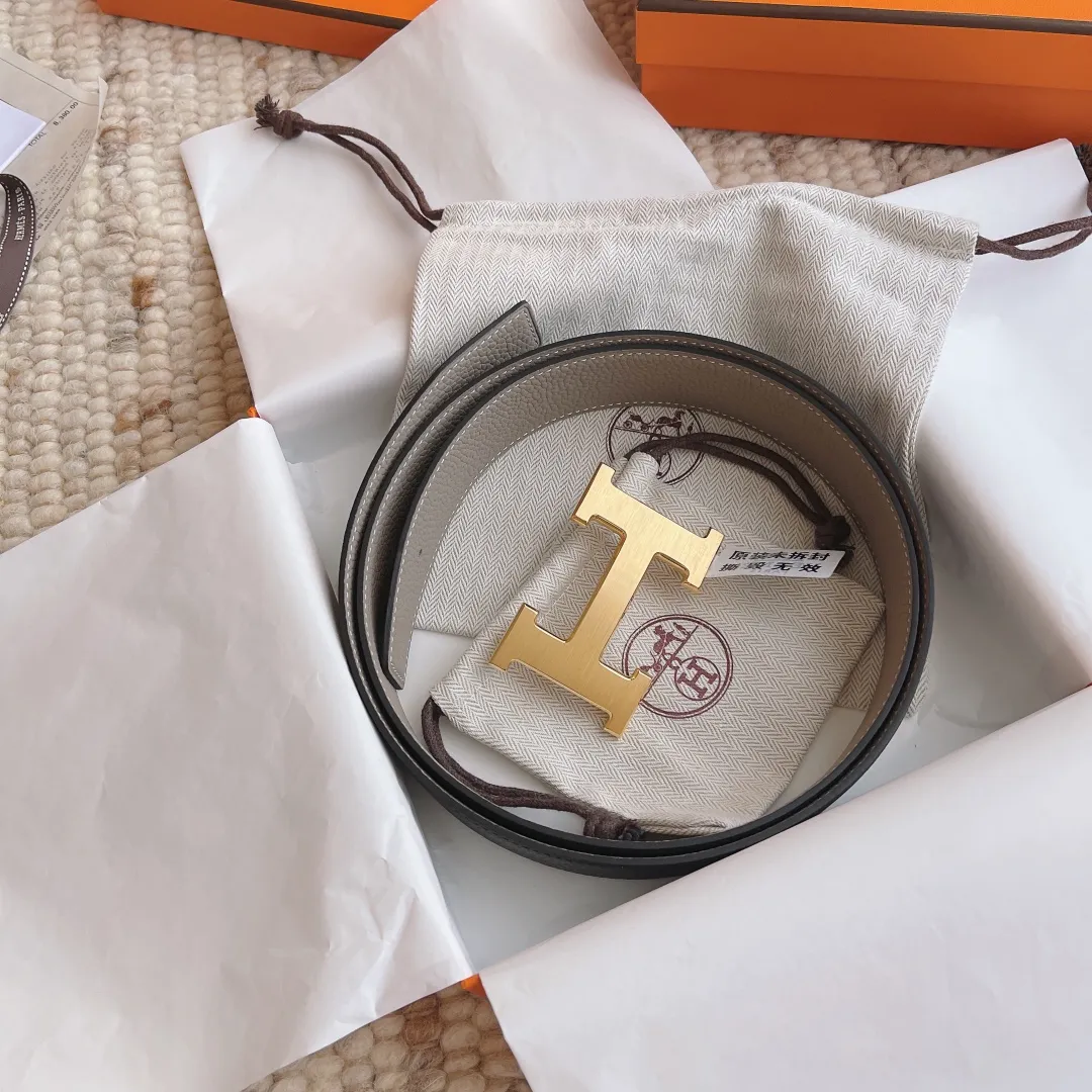 💰480💰Full package💰 💍Purchase level Hermes 3.8cm double-sided men's belt, custom-made stainless steel hardware electroplating, two-color double-sided cowhide, clearly visible leather texture, excellent hand feel, no pressure when entering and exiting the counter