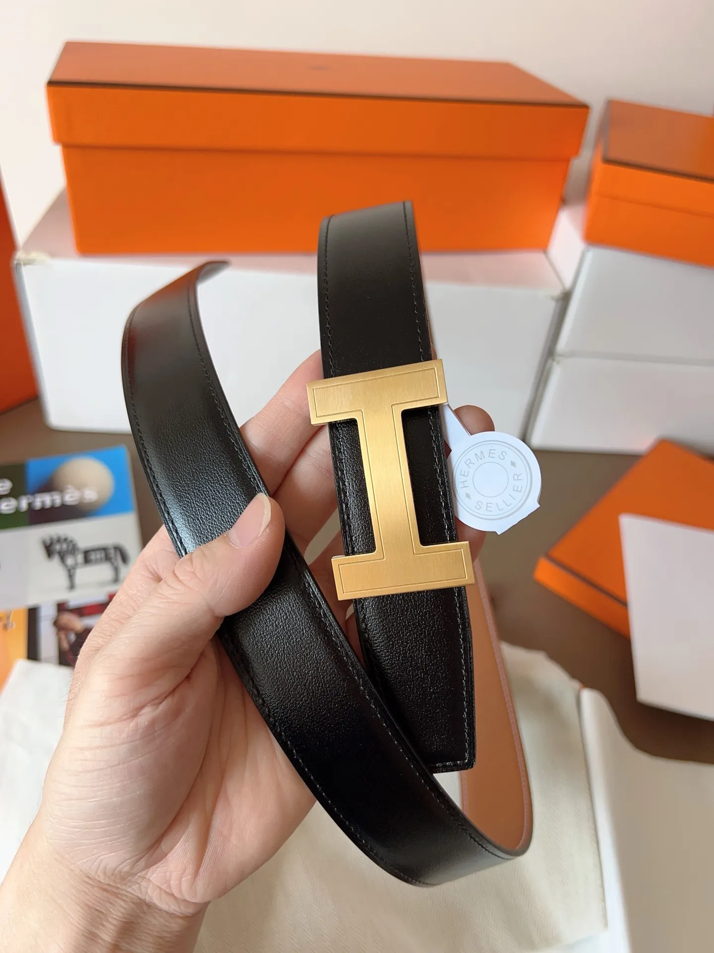 💰480💰Full set of packaging💰💍Purchase level Hermes "HERMES" new craftsmanship, original wiring 3.2cm, colors are black, earthy yellow, tin gray, coffee color, Prussian basket double-sided belt🇫🇷French original togo leather/A-grade steel buckle The quality is beyond doubt, there is no better, only the best,