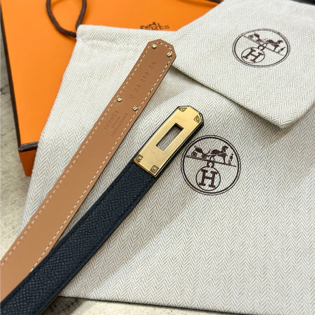 💰498💰Full package💰 💍Purchase level Hermes HERMES Kelly 18mm belt, stainless steel hardware, epsom original leather