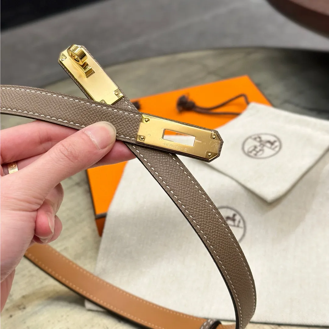💰498💰Full package💰 💍Purchase level Hermes HERMES Kelly 18mm belt, stainless steel hardware, epsom original leather