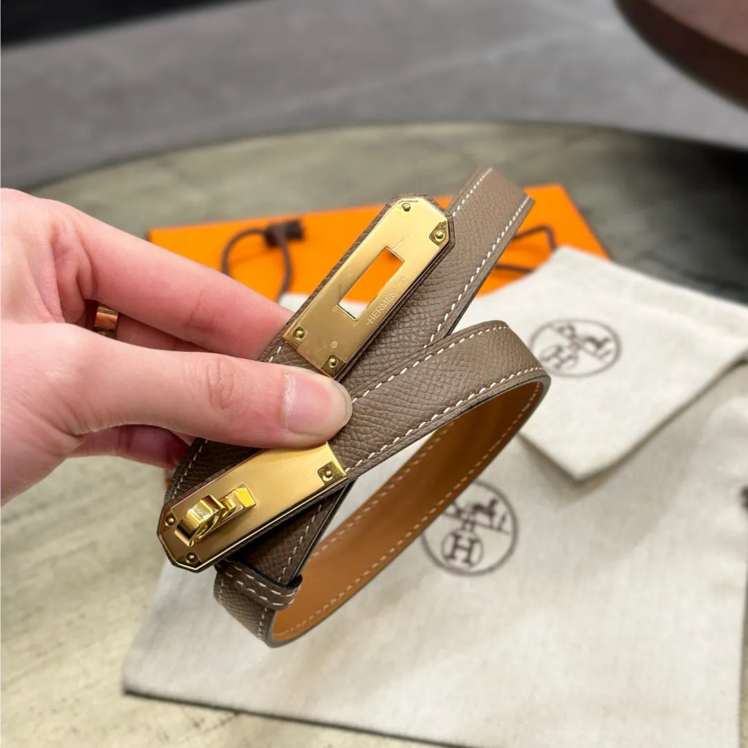 💰498💰Full package💰 💍Purchase level Hermes HERMES Kelly 18mm belt, stainless steel hardware, epsom original leather