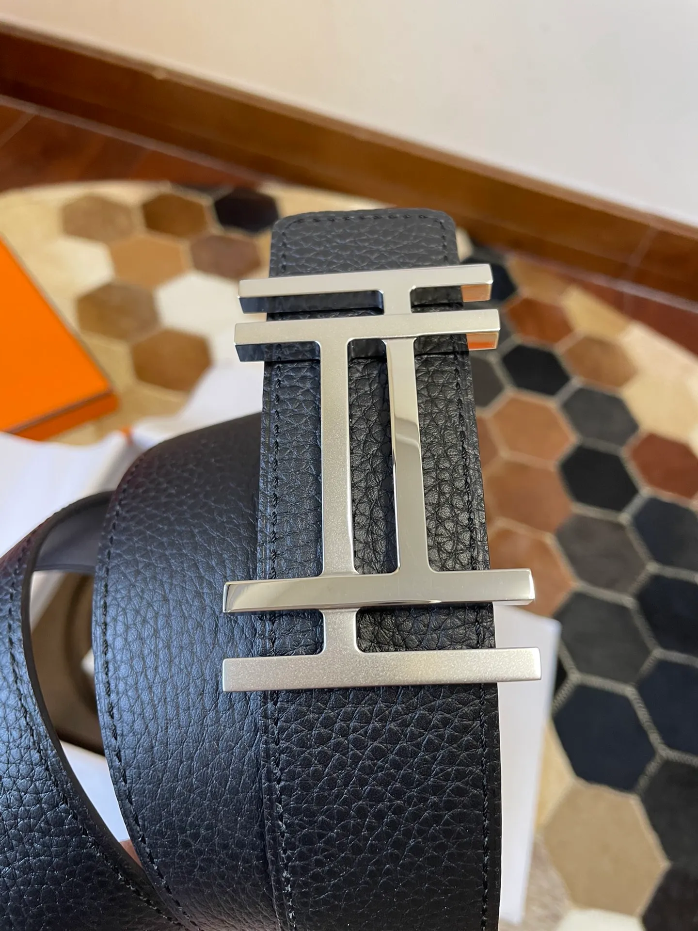 💍Purchasing agent Hermes zp order classic men's belt counter Togo leather with stainless steel duplex welding point buckle 3.8cm, practical and beautiful. P480
