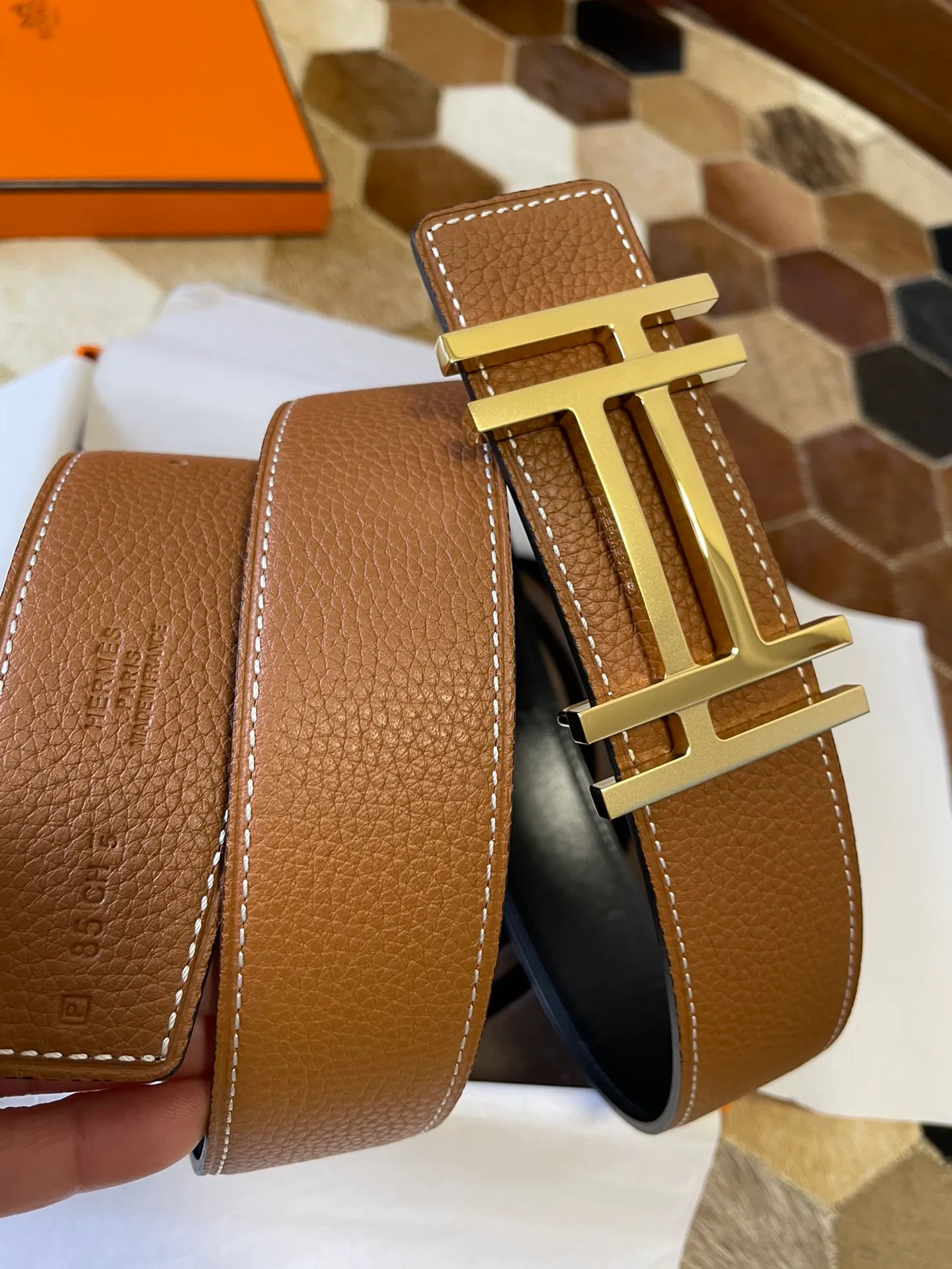 💍Purchasing agent Hermes zp order classic men's belt counter Togo leather with stainless steel duplex welding point buckle 3.8cm, practical and beautiful. P480