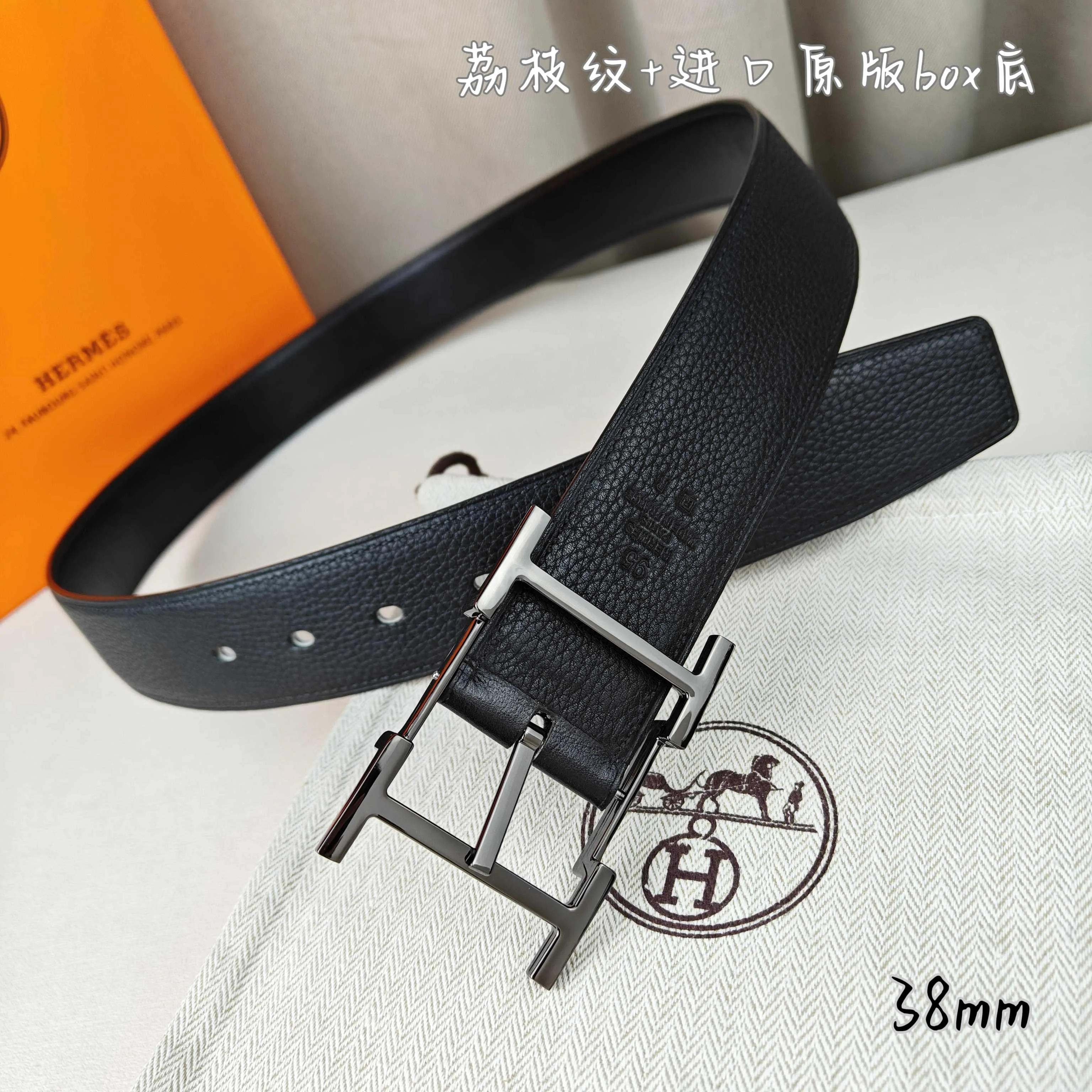 💰520💰Full package💰 💍Purchasing-grade Hermès pin buckle, imported first-layer cowhide, pebbled pattern with imported white heart bottom, 3.8cm wide, with official website boutique pin buckle
