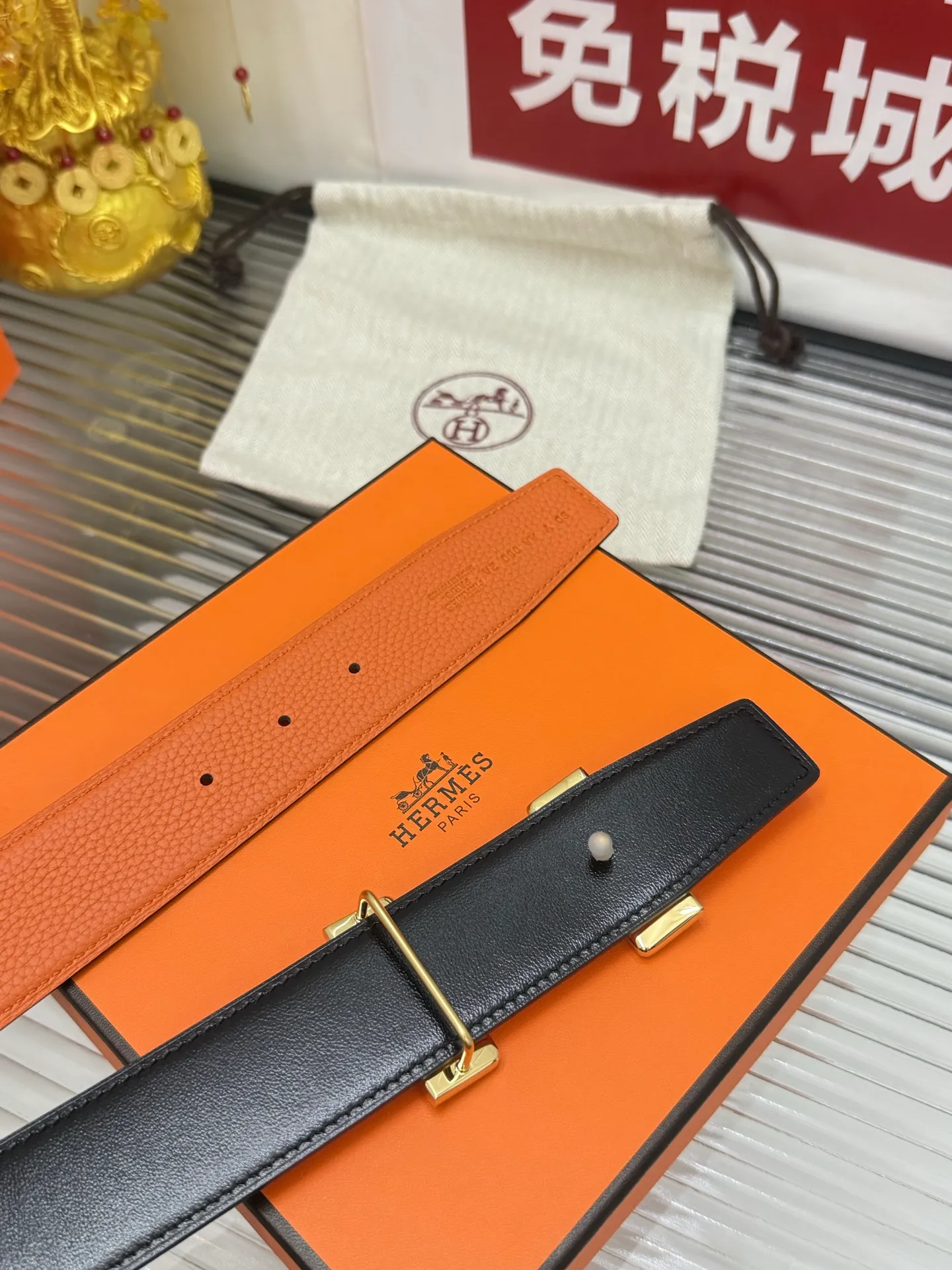 ✅Width: 𝟯.𝟴𝗰𝗺 ❑ Hermès "Duty Free Packaging" official website synchronized classic model, double-sided can be used, Italy 🇮🇹𝐒𝐢𝐫𝐩 original import 𝐓𝐎𝐆𝐎 calfskin + fine pure steel hardware buckle P480