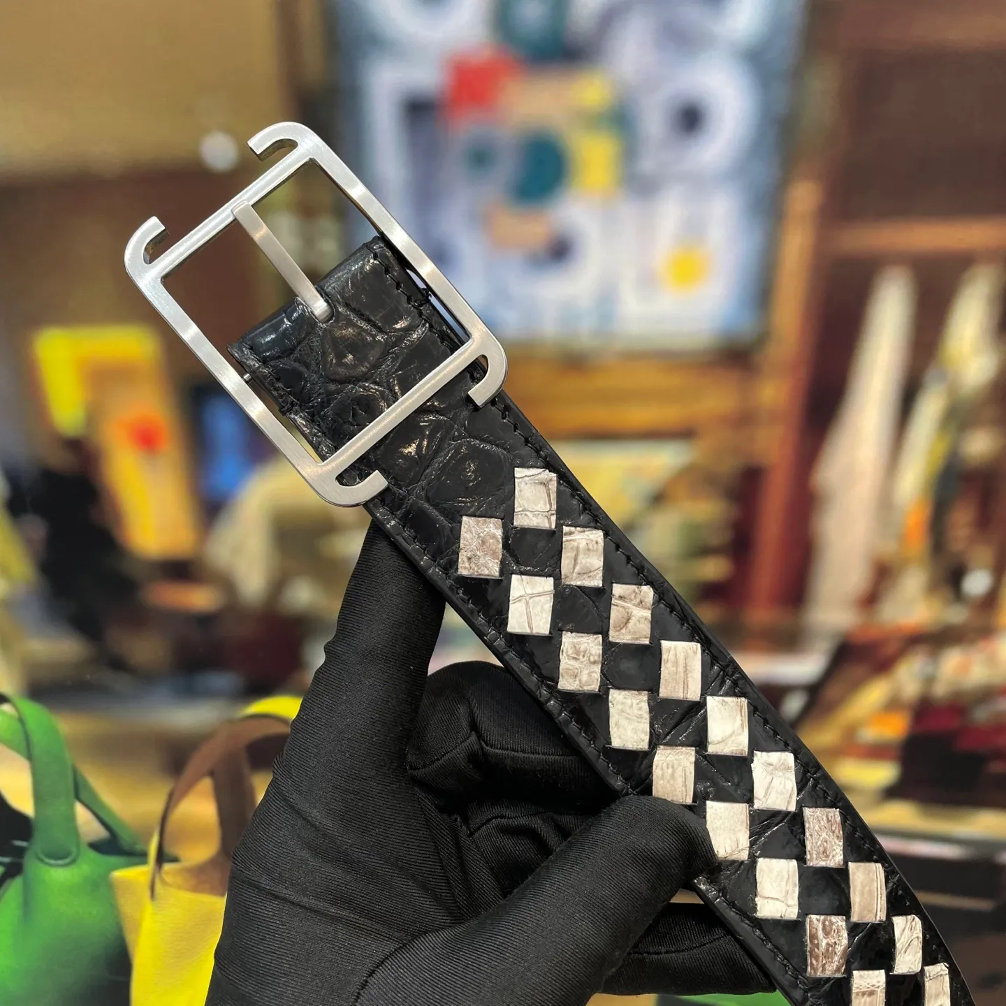 Hermes-🆕 🔥 Width 38mm boutique Classic black and white color combination Himalayan white and imported Nile crocodile 🐊 Braided 🐊 crocodile needle belt, casual yet elegant, high-end atmosphere, with boutique buckle, premium original quality, precision production