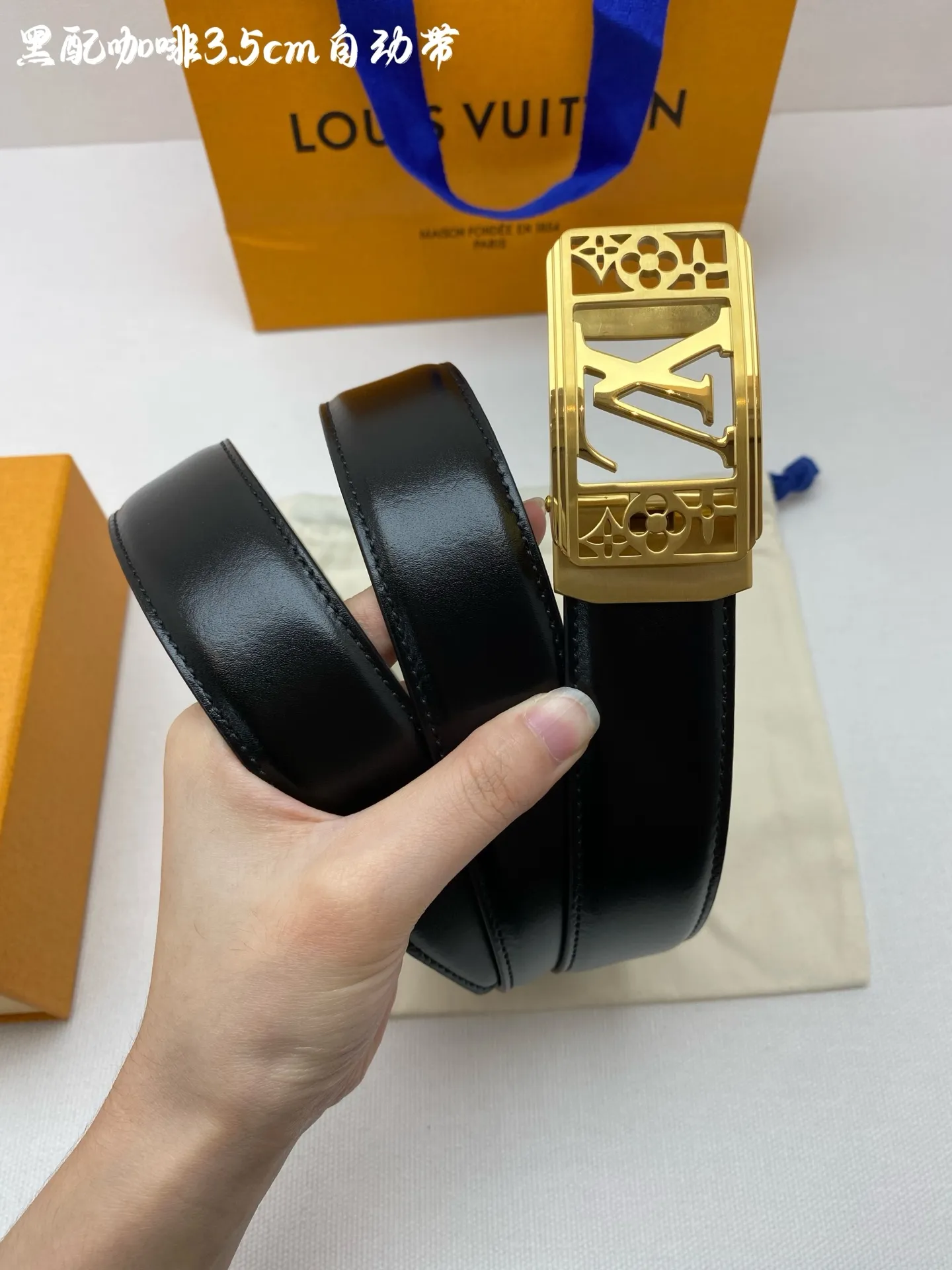 💰460💰Full package💰 💍Purchase grade LV⚡️🌹Men's automatic belt - width 3.5cm ⚡️🌹316 high-quality steel buckle, exquisitely crafted, soft to the touch, can be cut