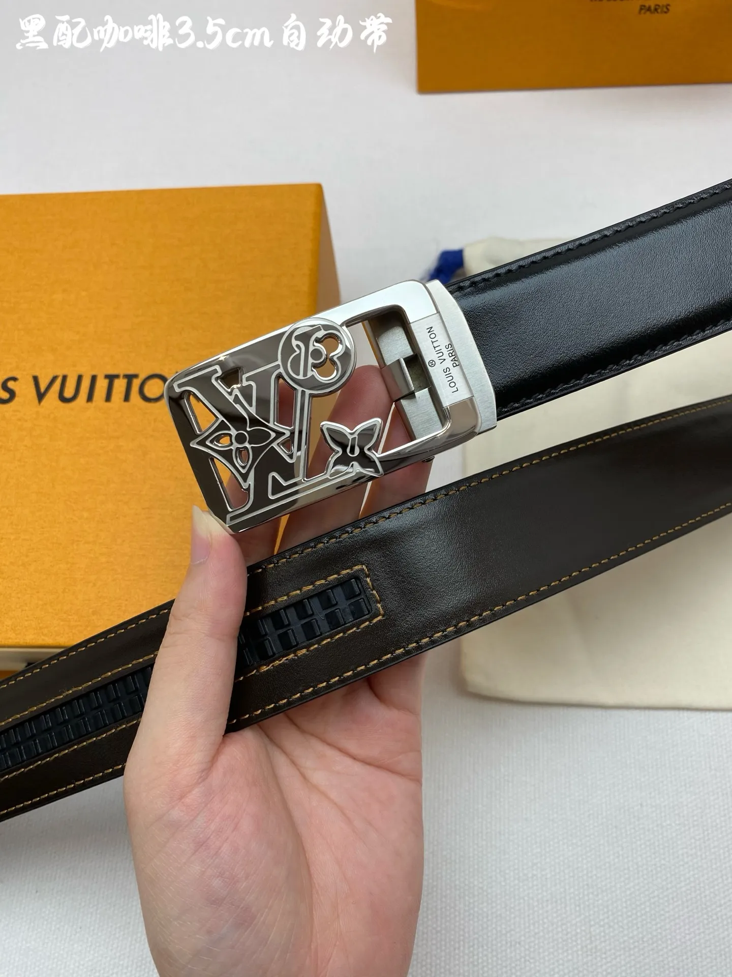 💰460💰Full package💰 💍Purchase grade LV⚡️🌹Men's automatic belt - width 3.5cm ⚡️🌹316 high-quality steel buckle, exquisitely crafted, soft to the touch, can be cut