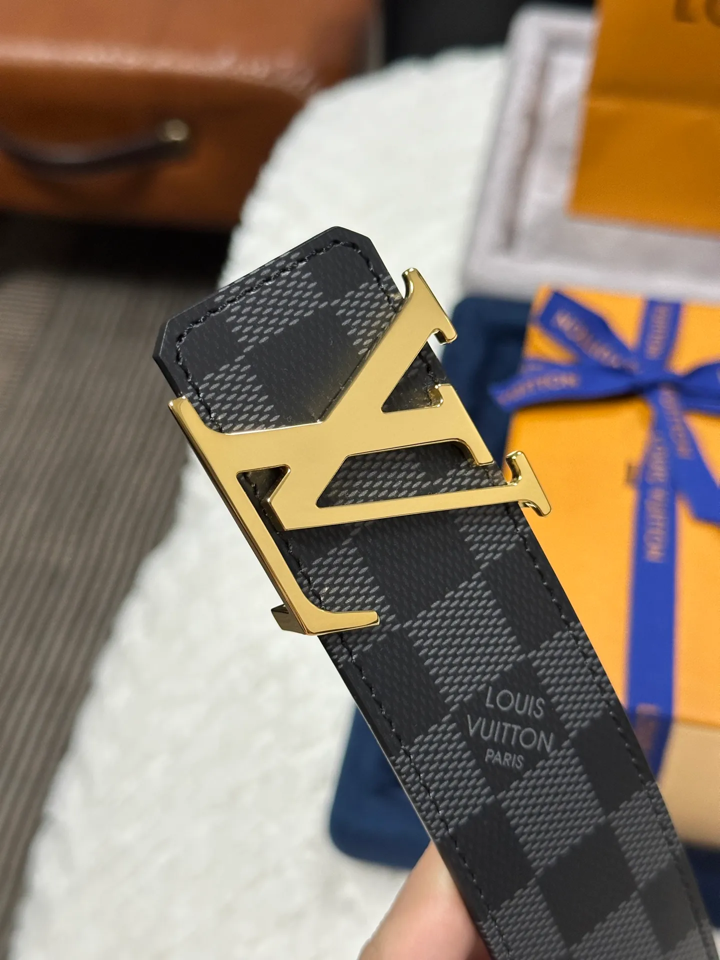 💰480💰Full set of packaging💰 💍Purchasing-grade LV Louis Vuitton M0107, double-sided, screen-printed checkerboard, width 4.0cm, high-quality LV buckle