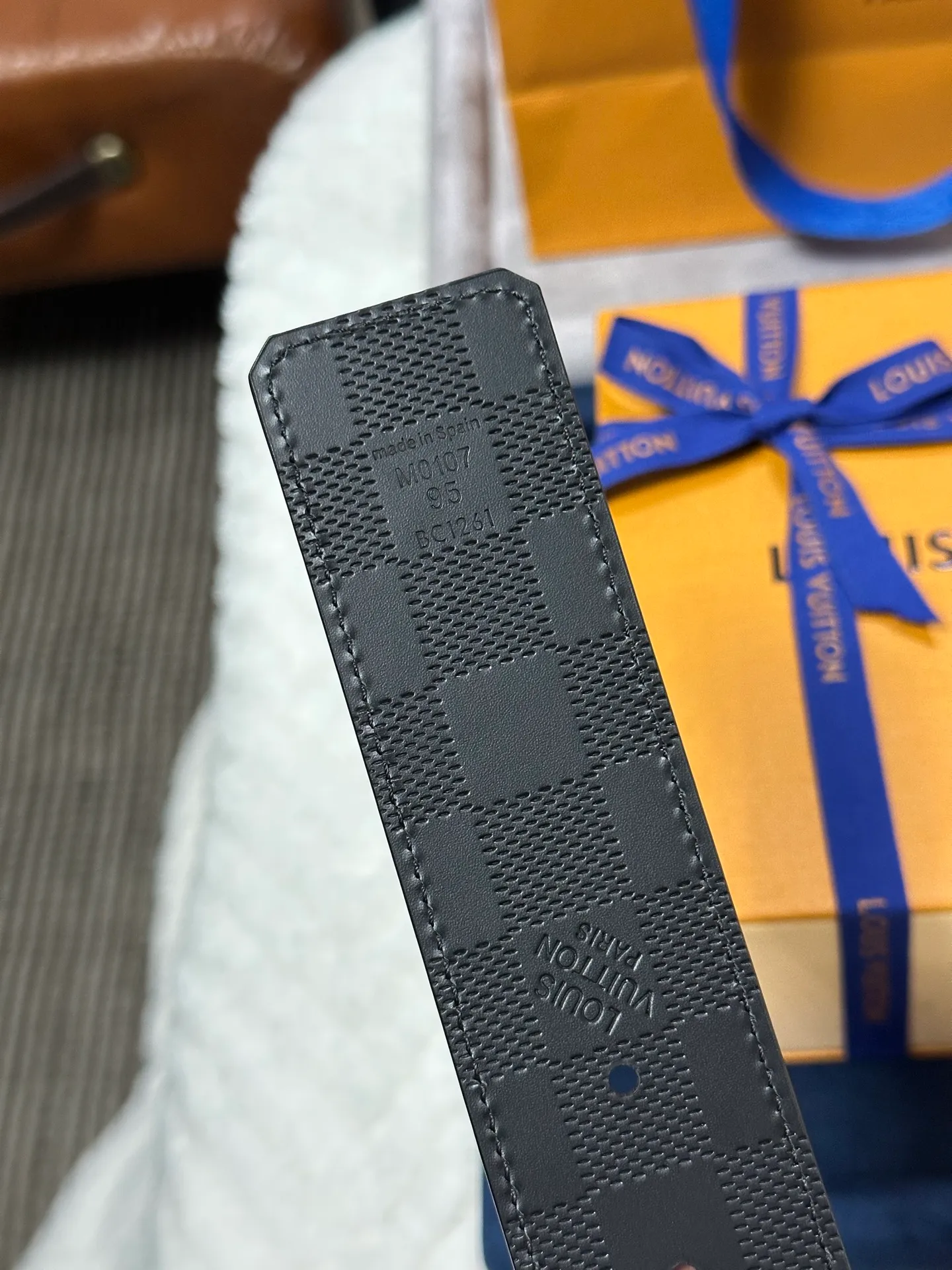 💰480💰Full set of packaging💰 💍Purchasing-grade LV Louis Vuitton M0107, double-sided, screen-printed checkerboard, width 4.0cm, high-quality LV buckle
