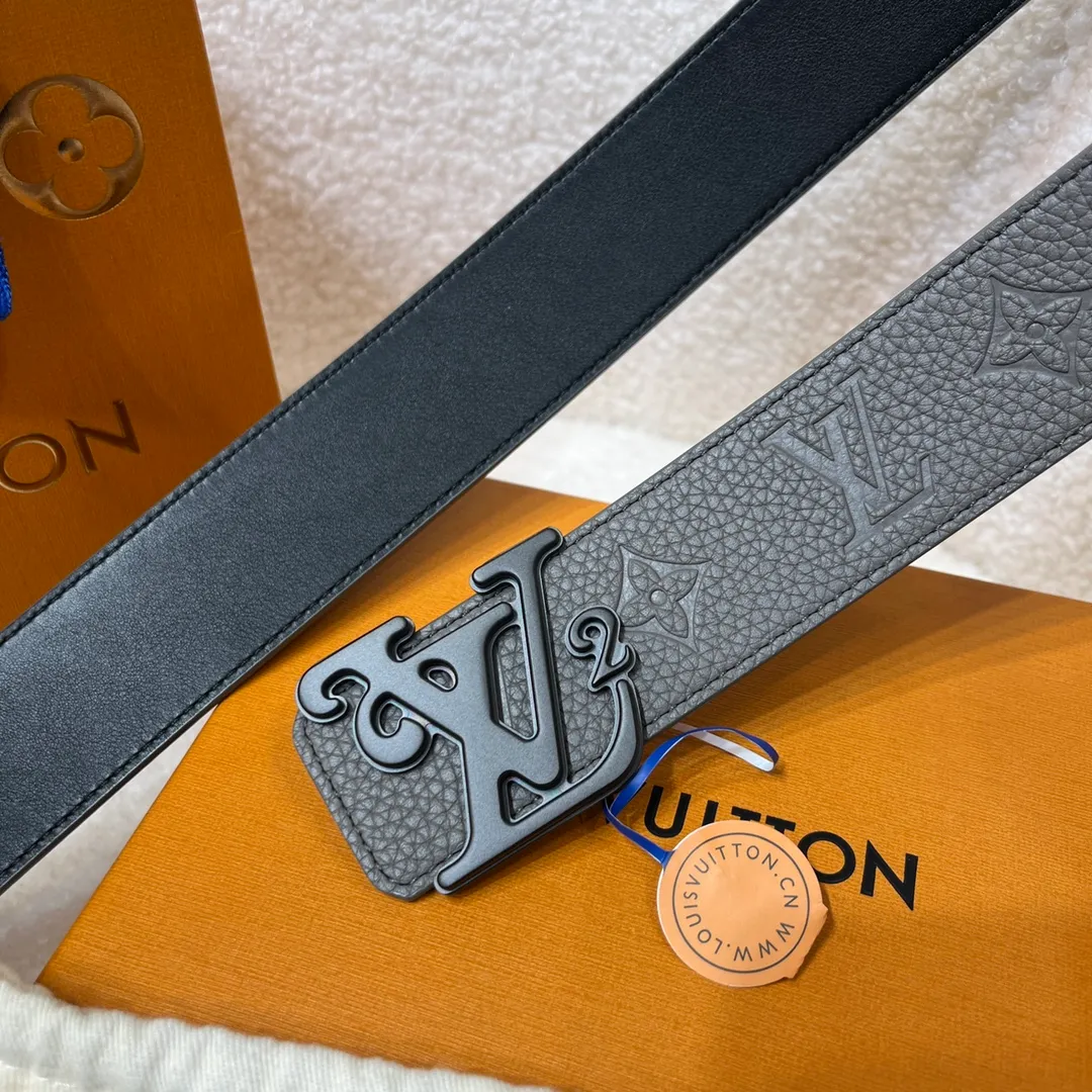 💰480💰Complete package💰 💍Purchase level, trendy men's wear, new belt LV NEW, width 4cm, the belt surface is made of imported Togo pebbles, embossed with floral patterns, pure black original calfskin bottom, feels great, matched with exquisite buckles of the same color as the belt, multi-color🉑choice