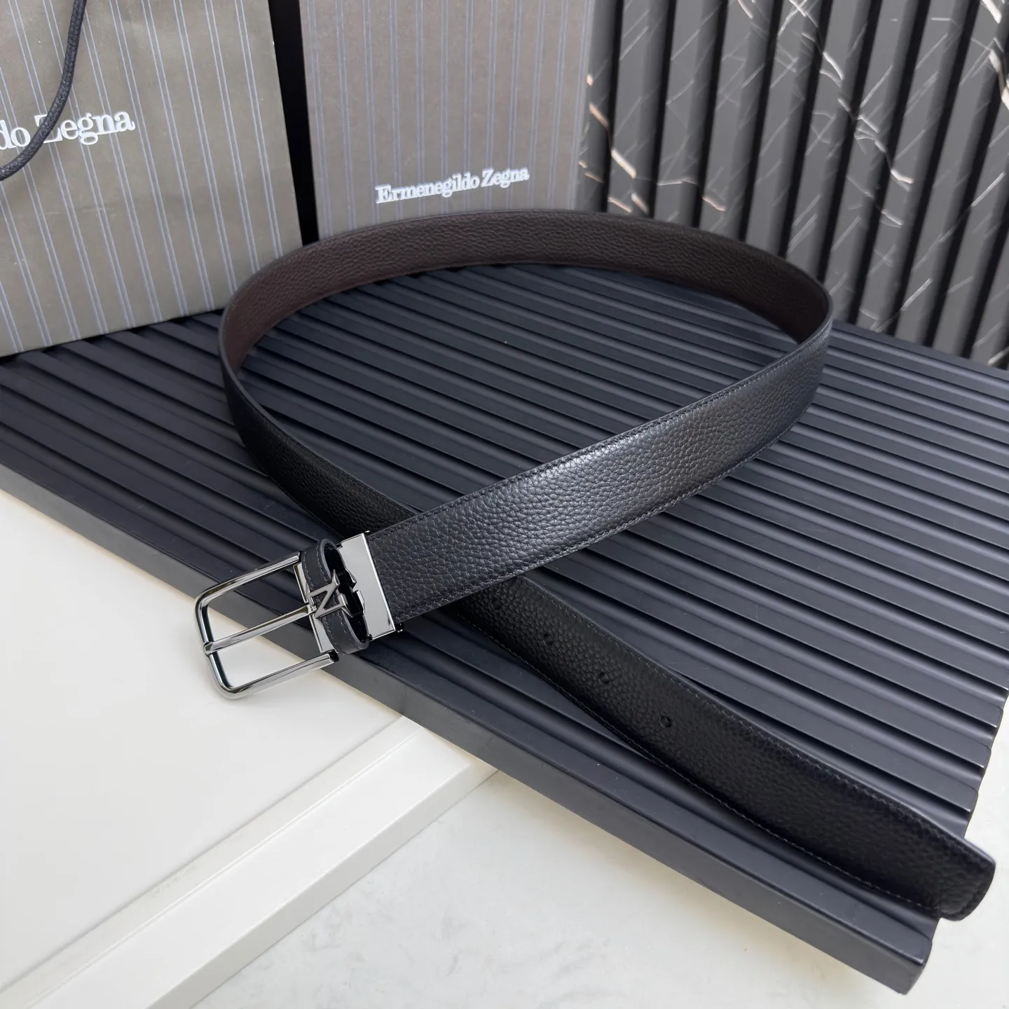 💰480💰Full package💰 💍Purchase level Ermenegildo Zegna pin buckle, tail clip design, double-sided, details determine quality, a must-have for gentlemen.